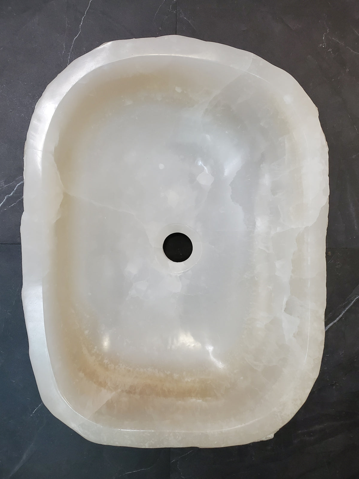 White Cream Onyx Marble Vessel Sink, 18x13 Inch Natural Stone Countertop Basin, Polished Luxury Vanity Sink, Spa Bathroom Decor S40_05 Bathroom Sinks Featured Onyx Sinks Sinks