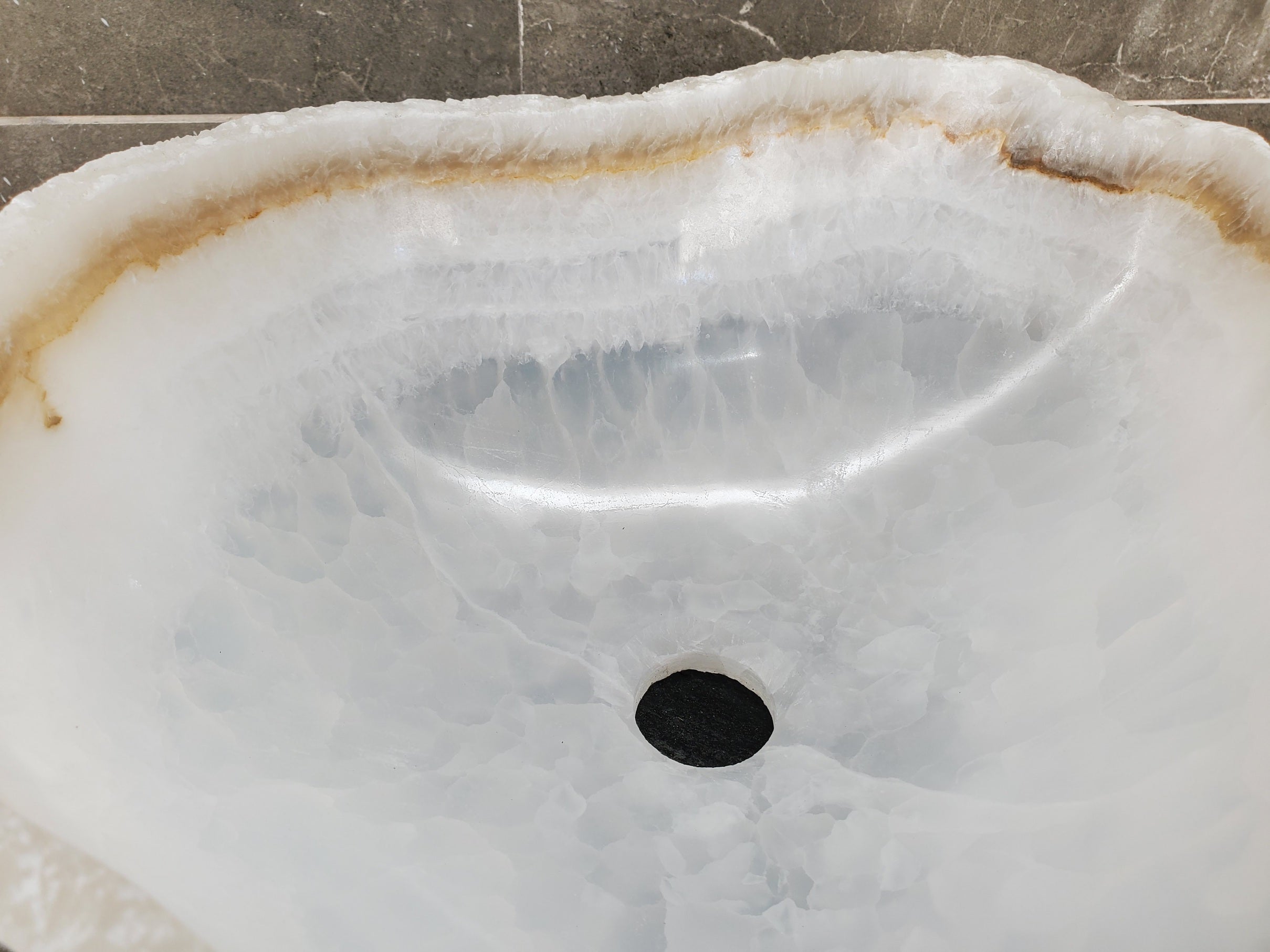 S33_49 White Onyx Bathroom Vessel Sink