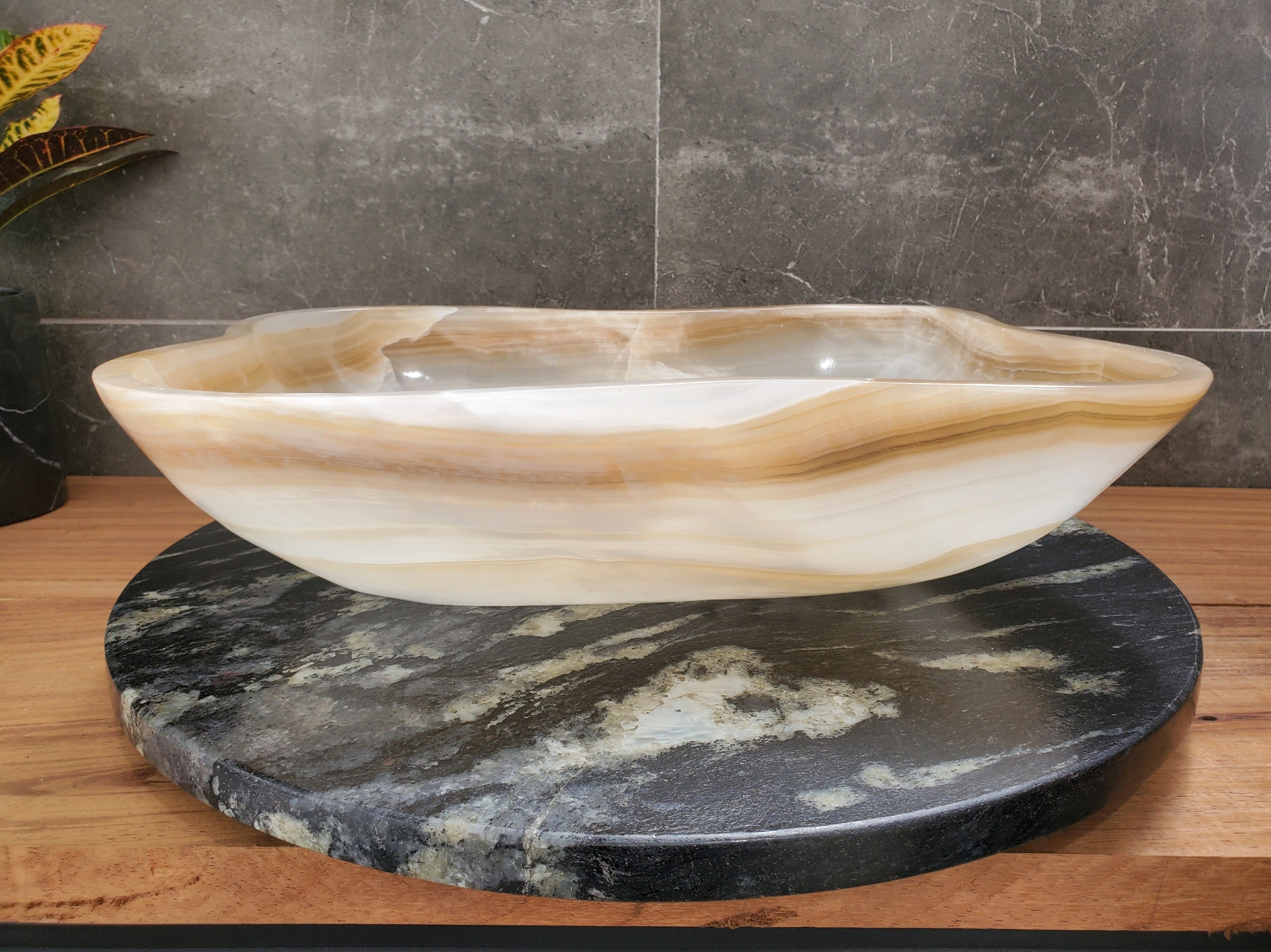 S32_14 Onyx Stone Vessel Bathroom Sink - 17.5 x 13 inch