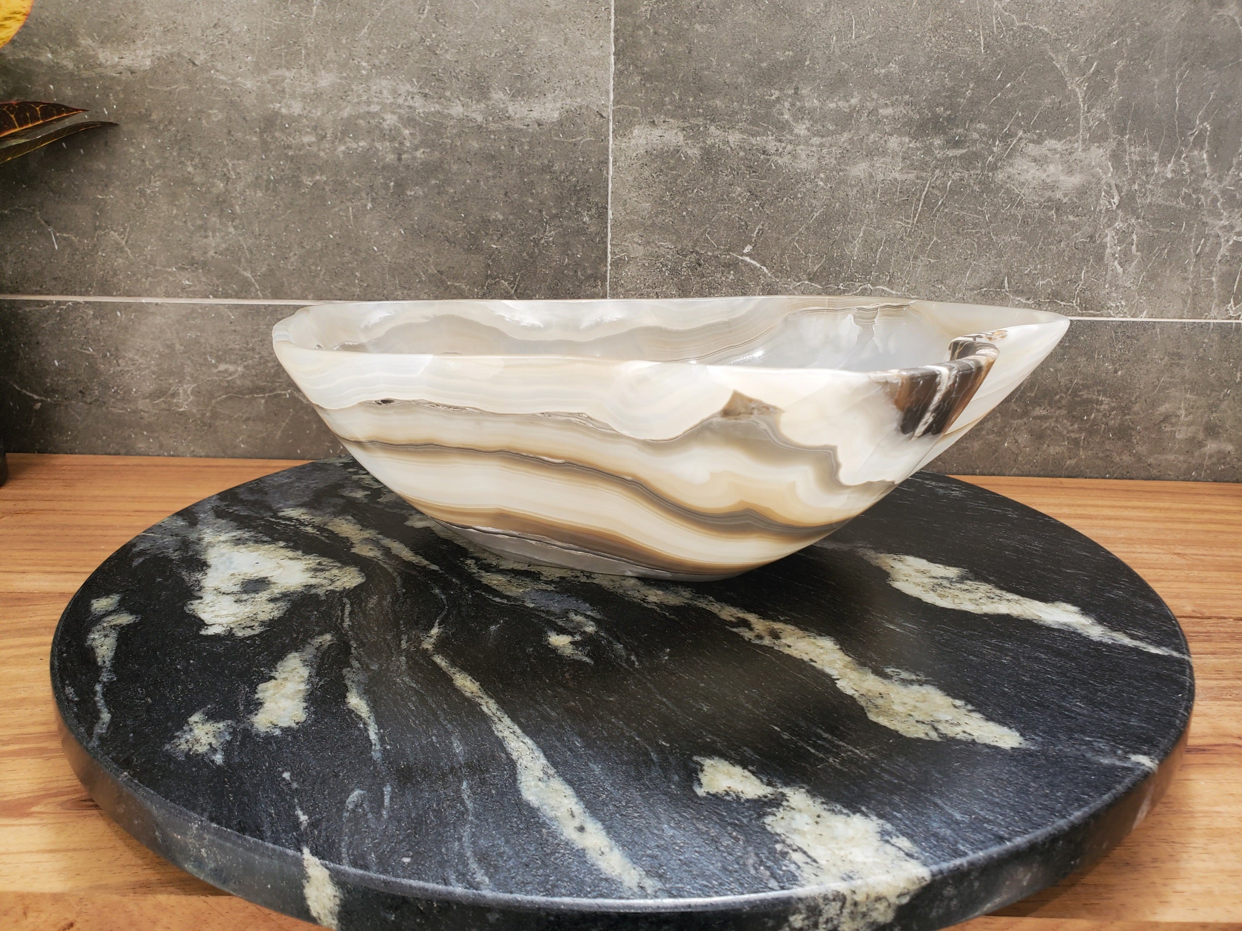 S32_17 Onyx Stone Vessel Bathroom Sink - 15 x 13 inch