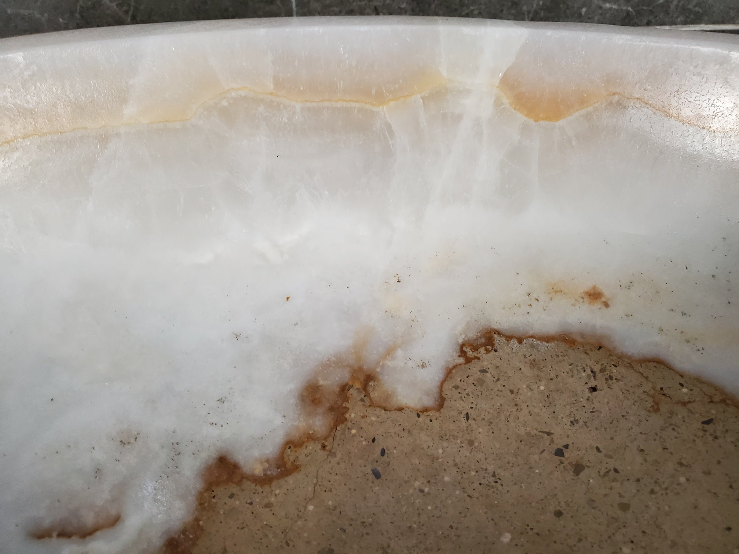 White Onyx Marble Vessel Sink, Natural Stone Vanity Basin, Polished Bathroom Countertop Sink, Spa Decor 16x16 Inch S40_07 Bathroom Sinks Featured Onyx Sinks Sinks