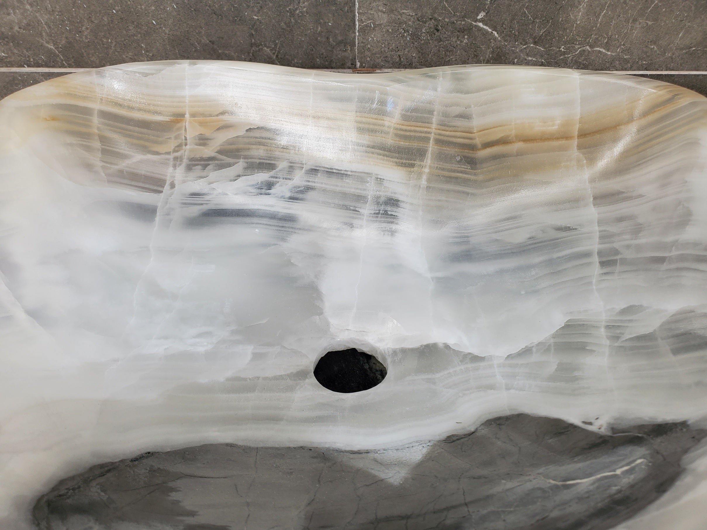 S33_29 White Onyx Bathroom Vessel Sink