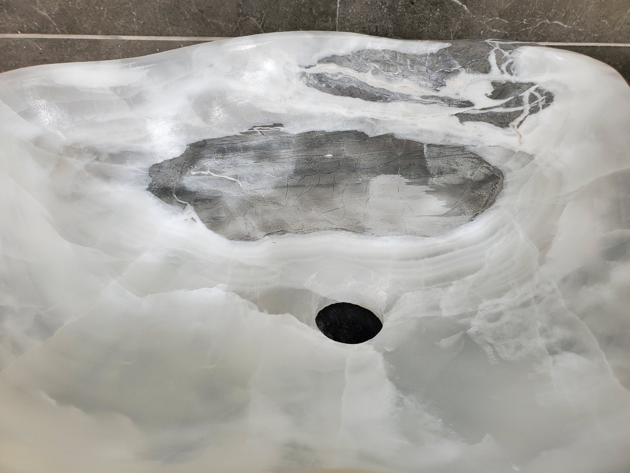 S33_29 White Onyx Bathroom Vessel Sink