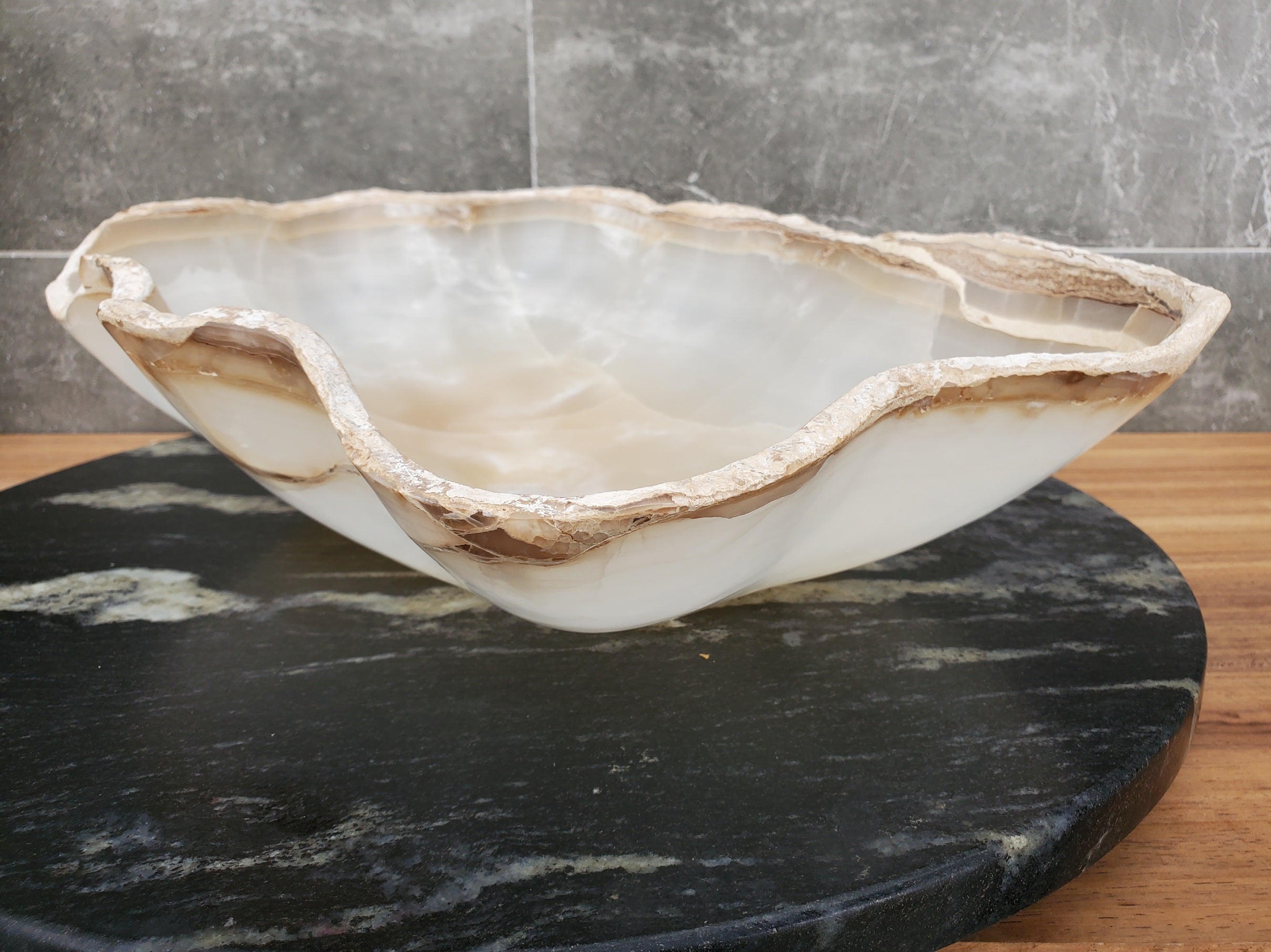 S32_13 Onyx Stone Vessel Bathroom Sink - 17 x 12 inch