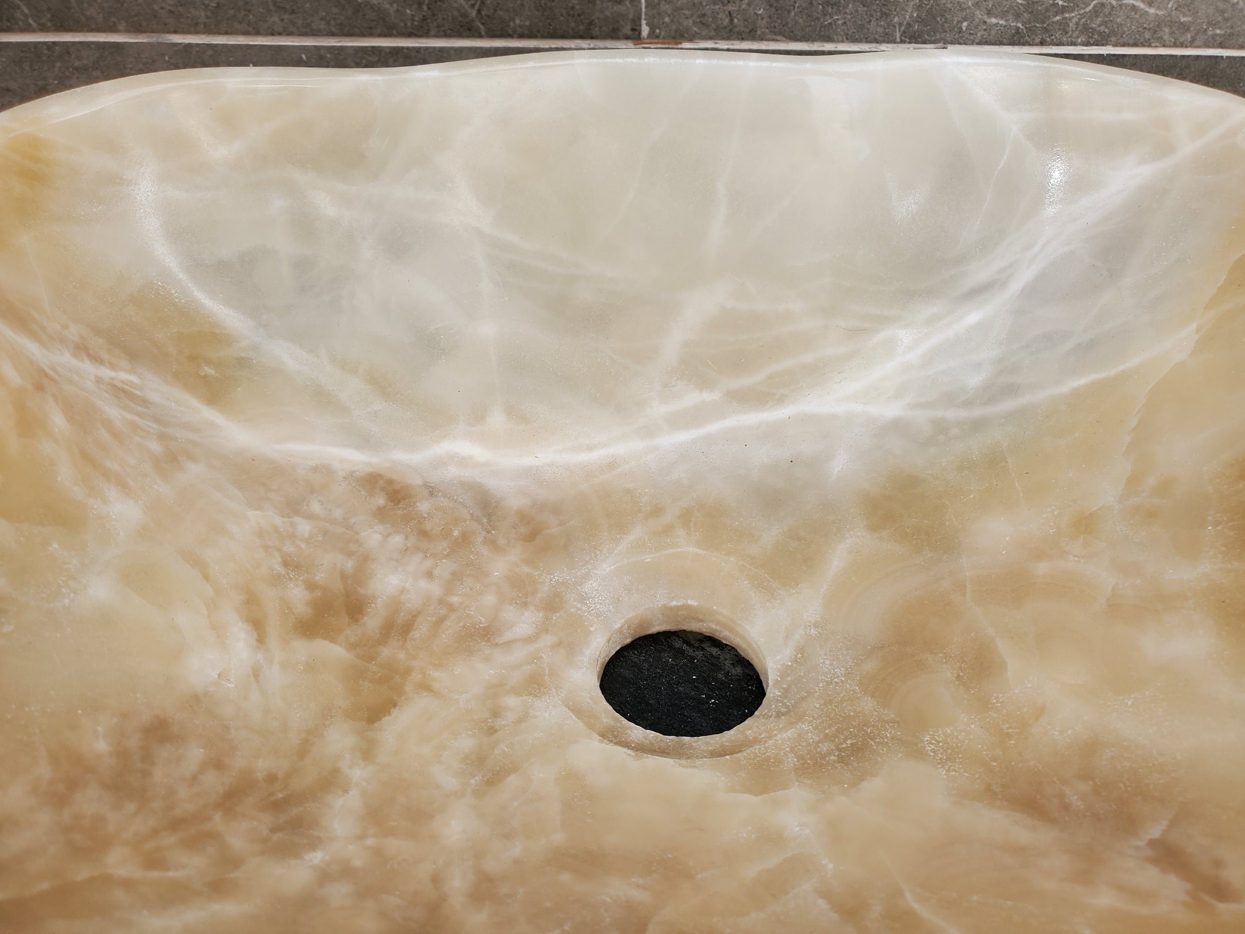 S32_22 Onyx Stone Vessel Bathroom Sink - 14 x 12 inch