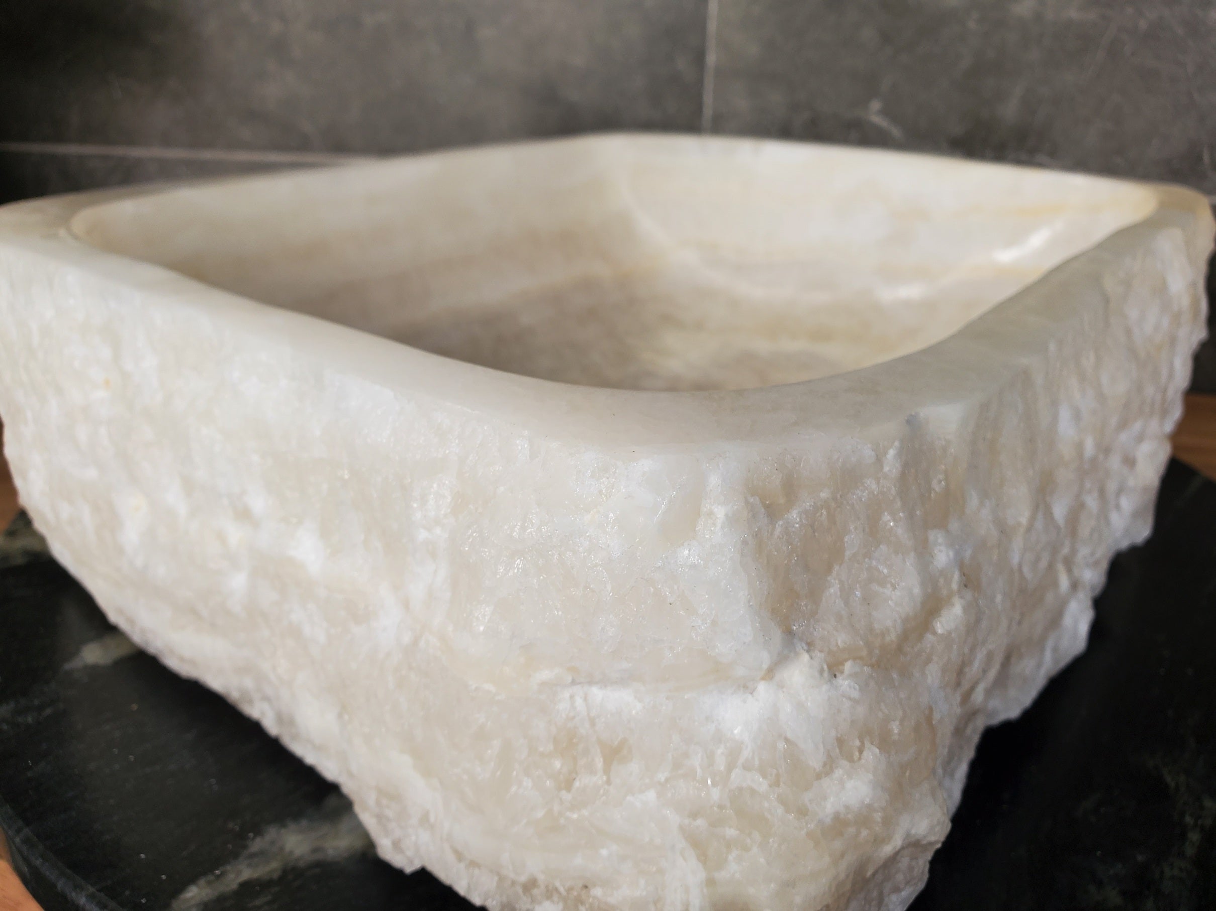 S34_09 Onyx Stone Vessel Bathroom Sink - 17 x 12.8 inch