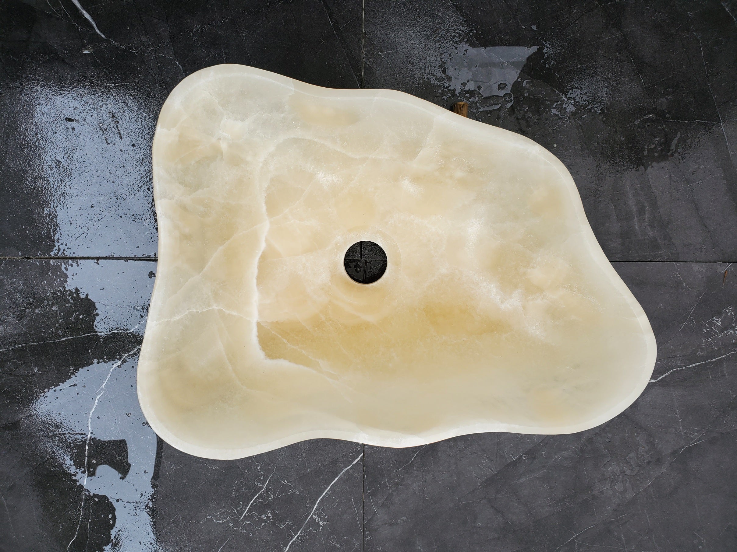 S32_04 Onyx Stone Vessel Bathroom Sink - 16.5 x 13 Inch