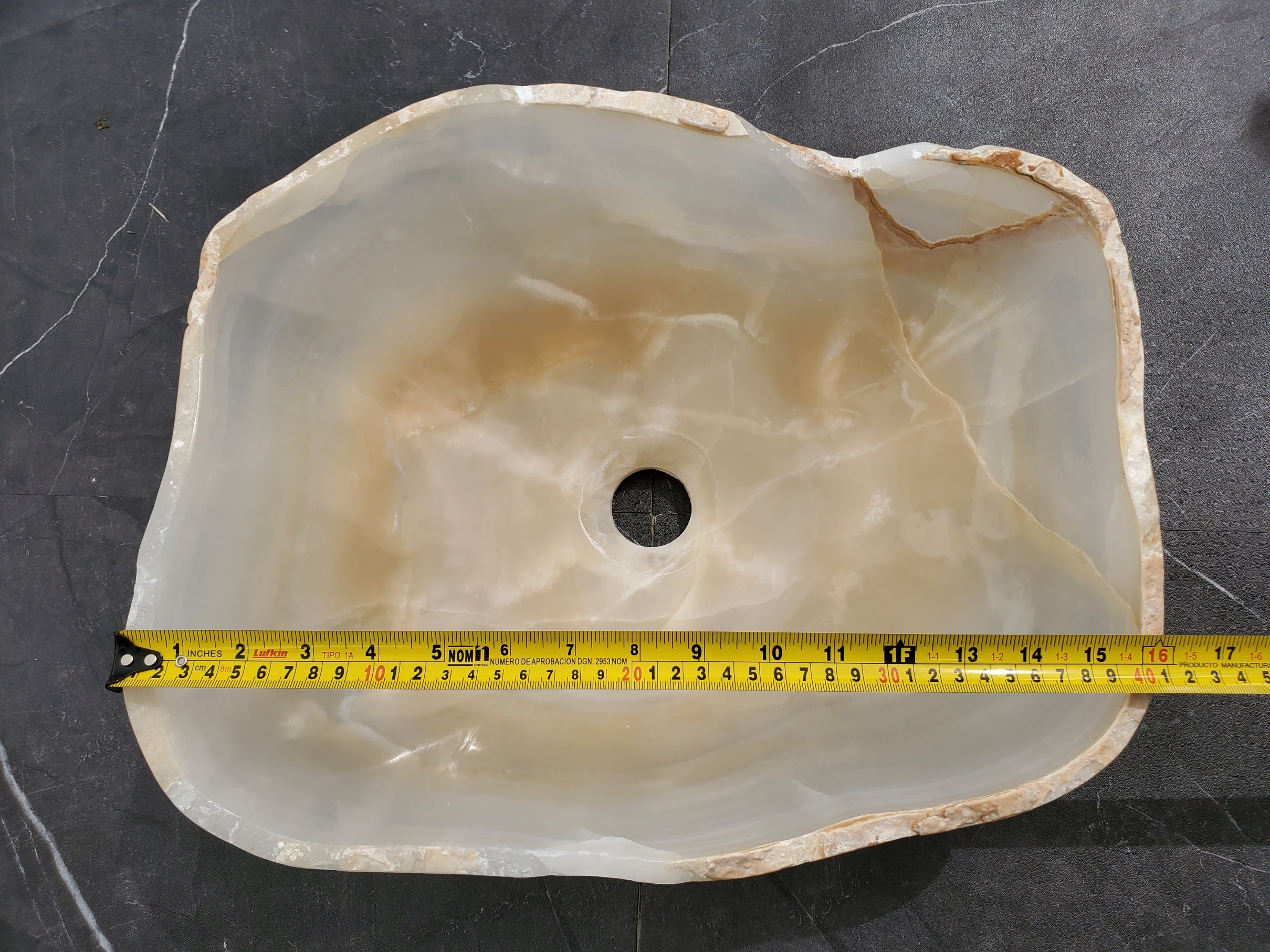 S32_21 Onyx Stone Vessel Bathroom Sink - 16 x 13 inch