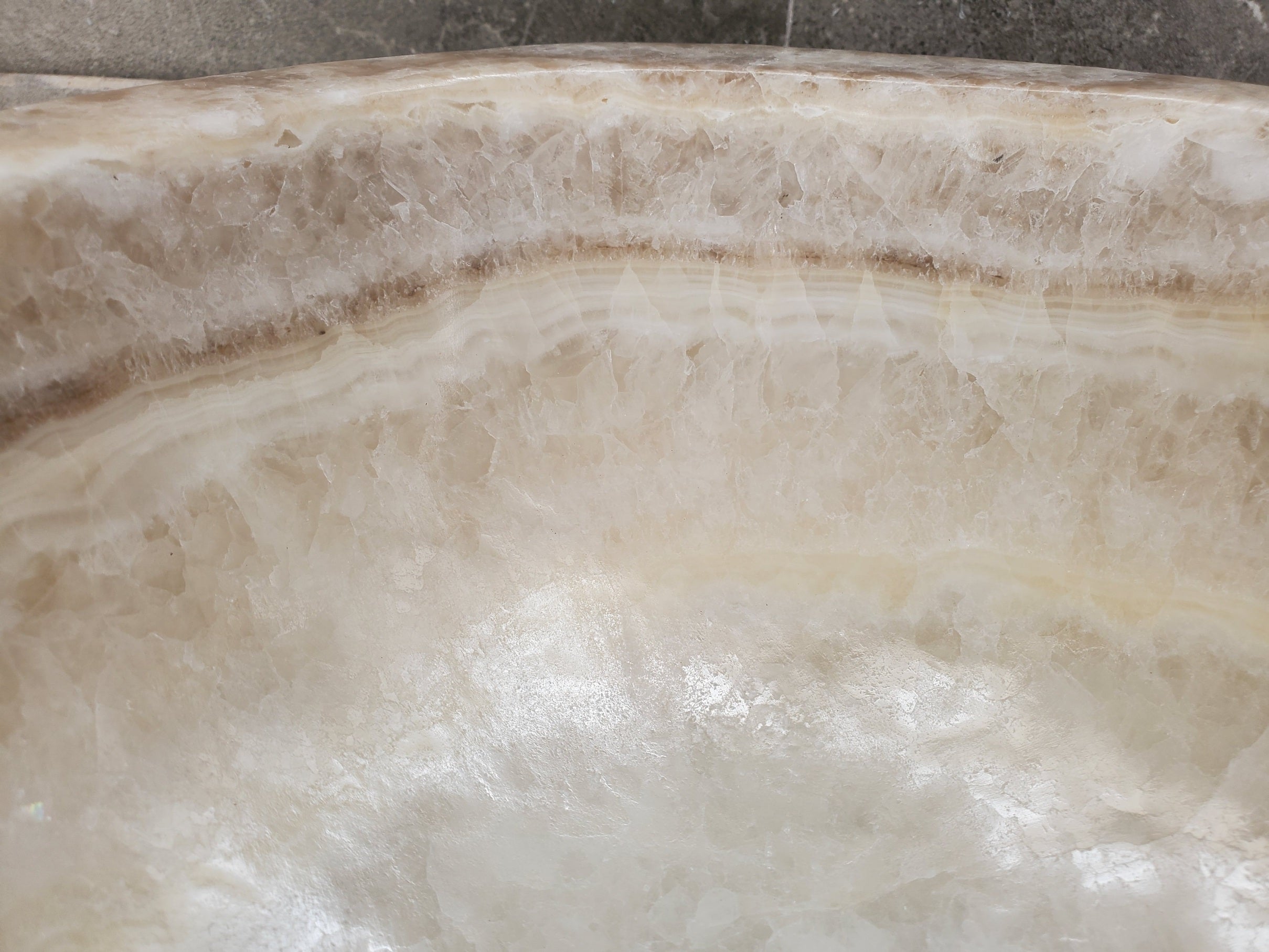 S33_18 Onyx Stone Vessel Sink- 15.5 x 13.5 inch