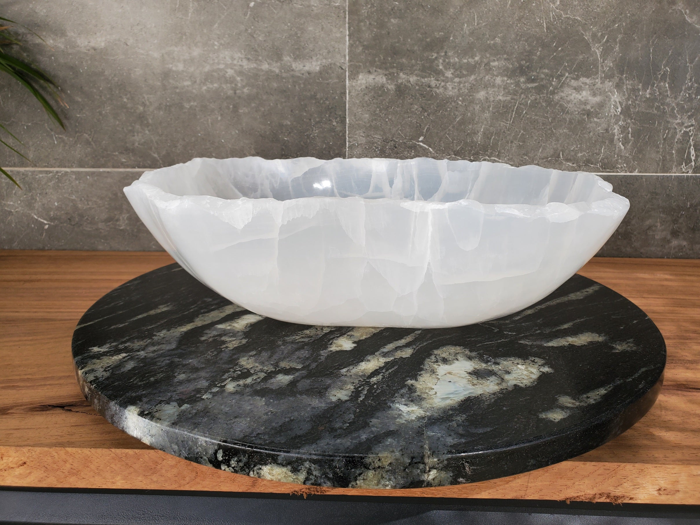 S33_47 White Onyx Bathroom Vessel Sink - 16 x 13.5 inch