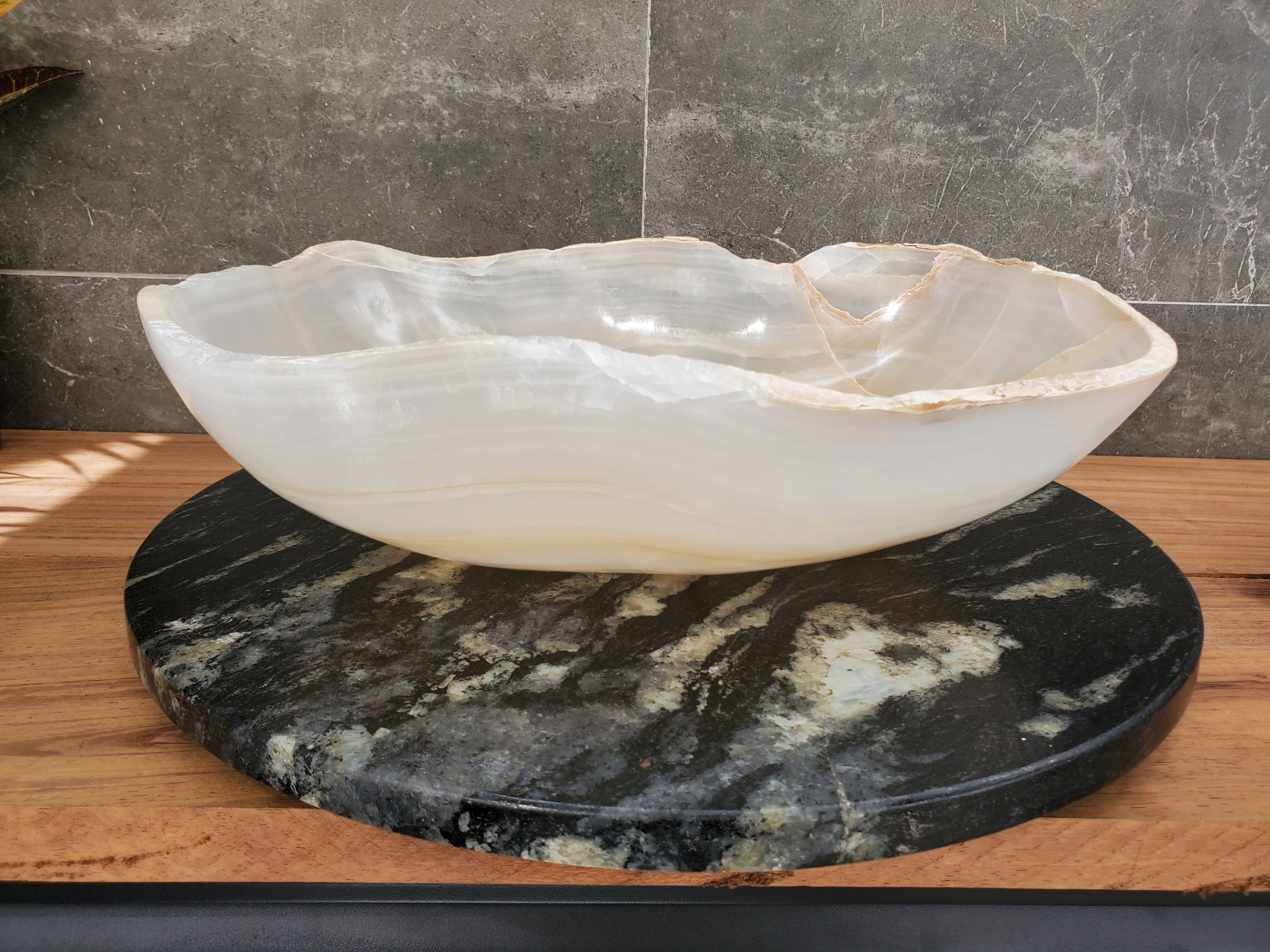 S32_21 Onyx Stone Vessel Bathroom Sink - 16 x 13 inch