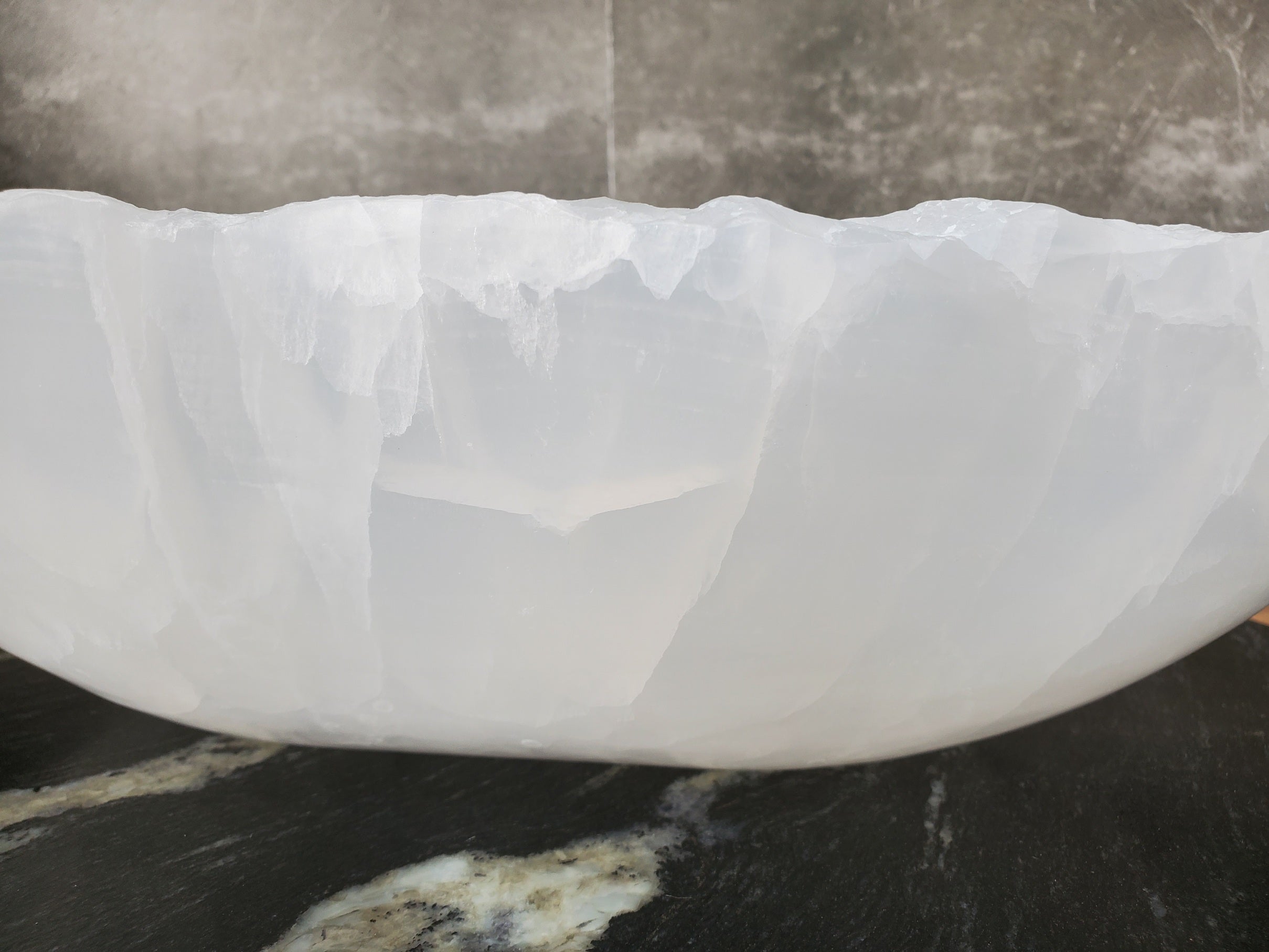 S33_47 White Onyx Bathroom Vessel Sink - 16 x 13.5 inch