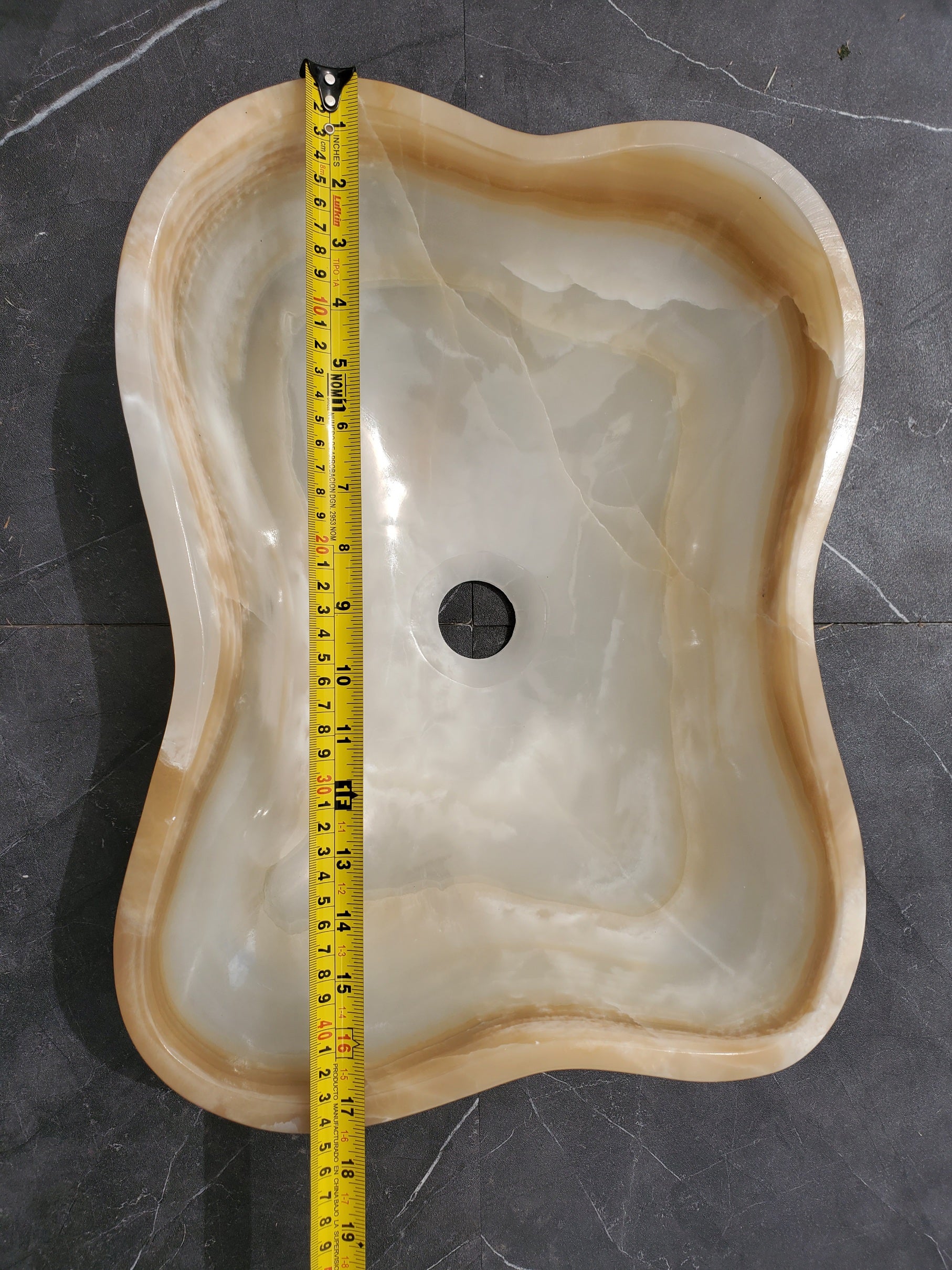 S32_14 Onyx Stone Vessel Bathroom Sink - 17.5 x 13 inch