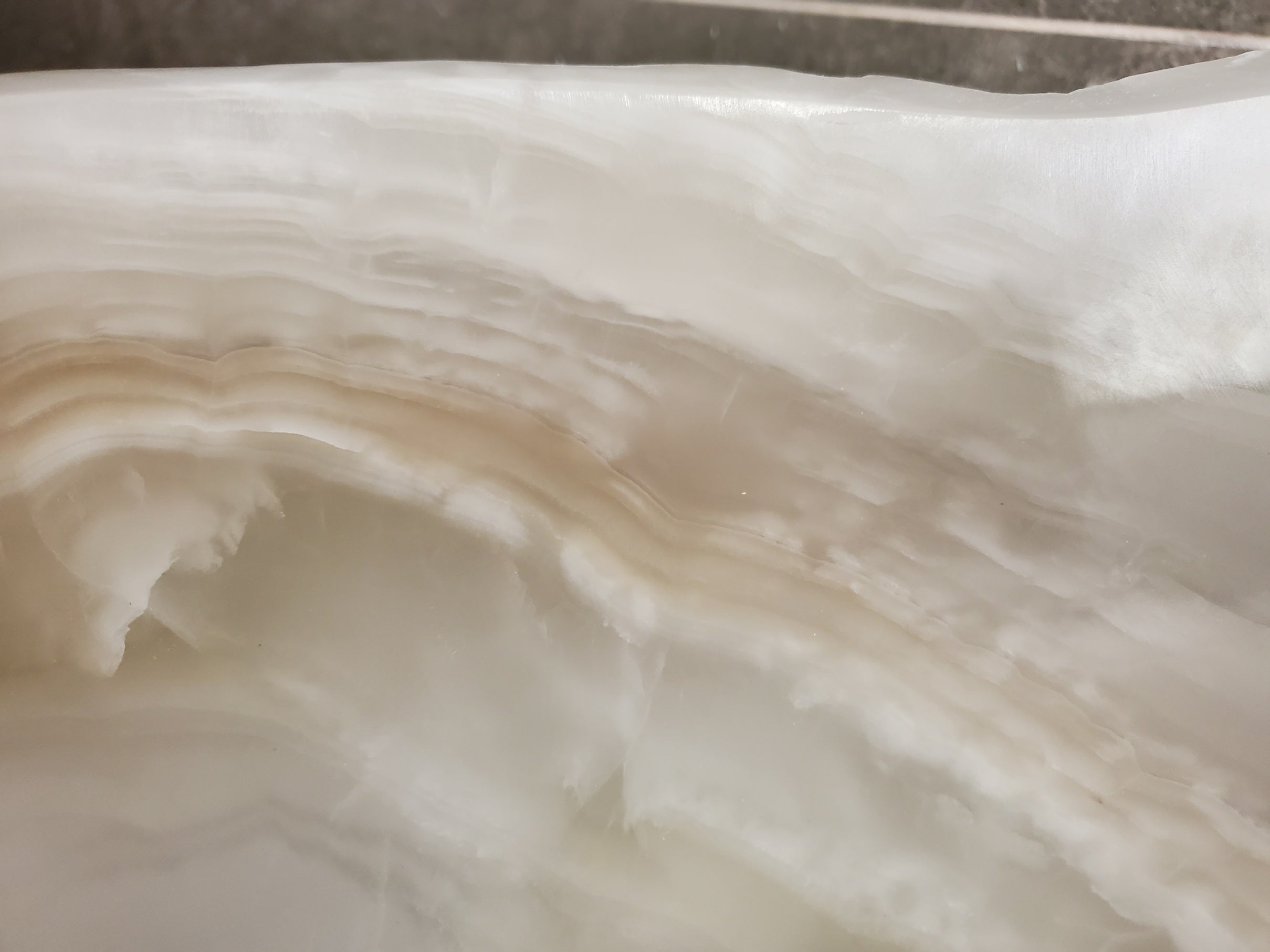 White Cream Onyx Marble Vessel Sink, Natural Stone Vanity Basin, Polished Bathroom Countertop Sink, Spa Decor 15.5x13 Inch S40_04 Bathroom Sinks Featured Onyx Sinks Sinks