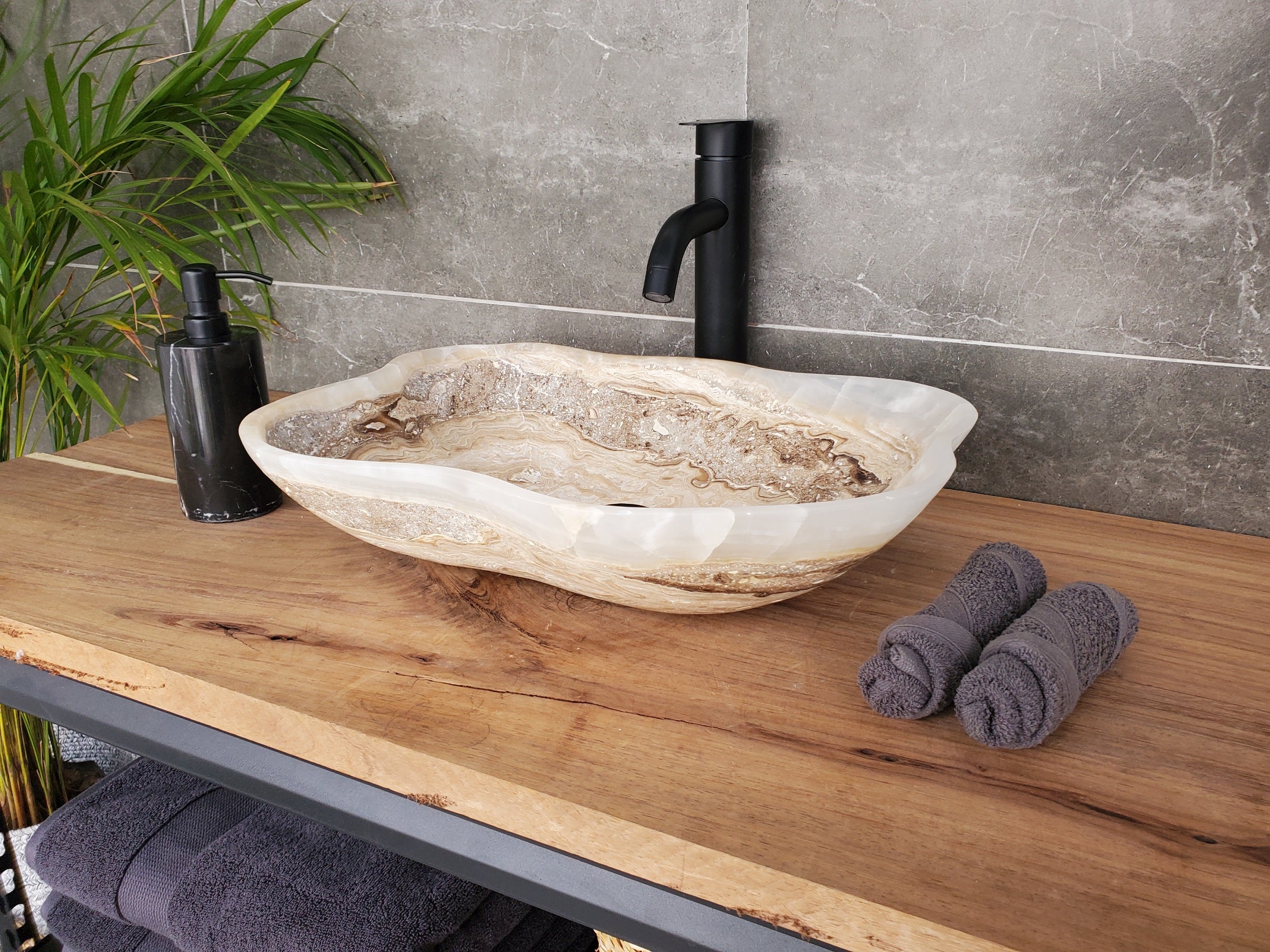 S33_39 Onyx Stone Vessel Bathroom Sink