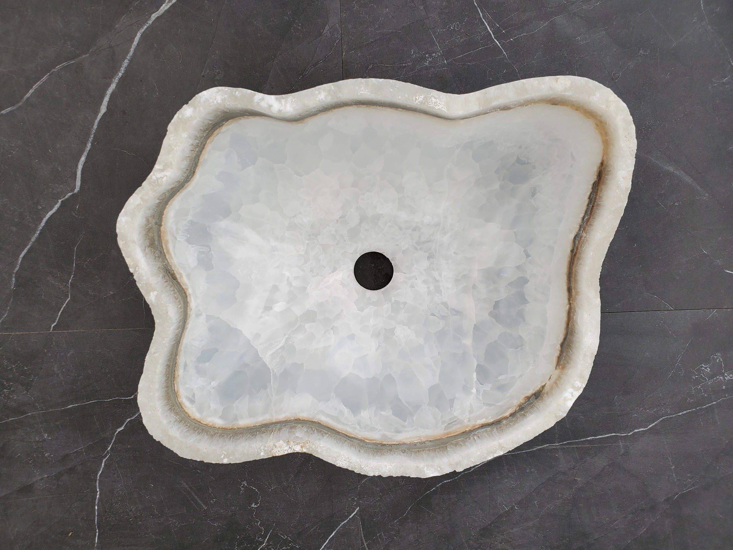 S33_48 White Onyx Bathroom Vessel Sink