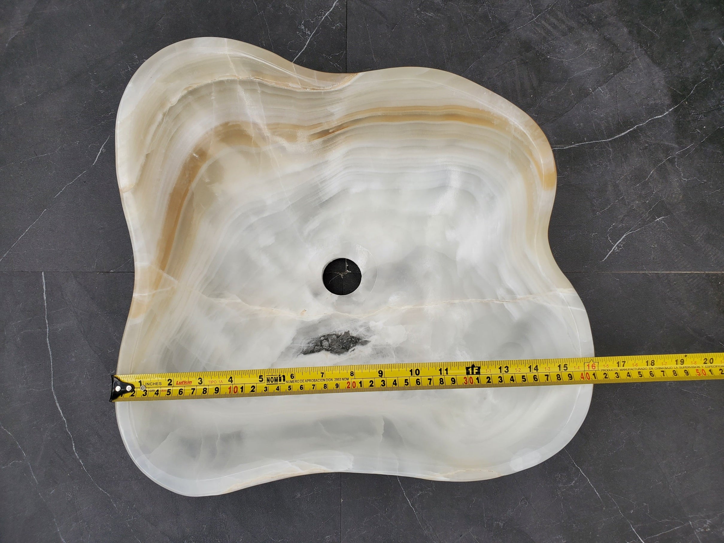 S33_28 White Onyx Bathroom Vessel Sink - 16 x 16 inch