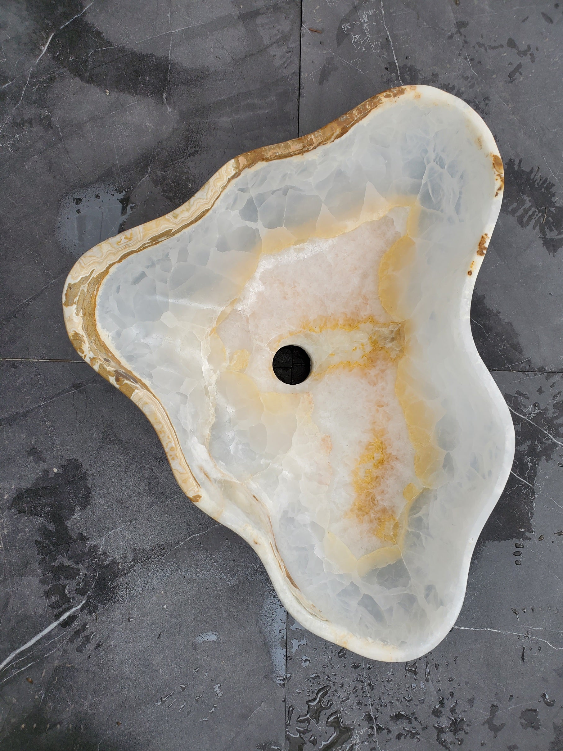 S32_10 Onyx Stone Vessel Bathroom Sink - 20 x 12.5 inch