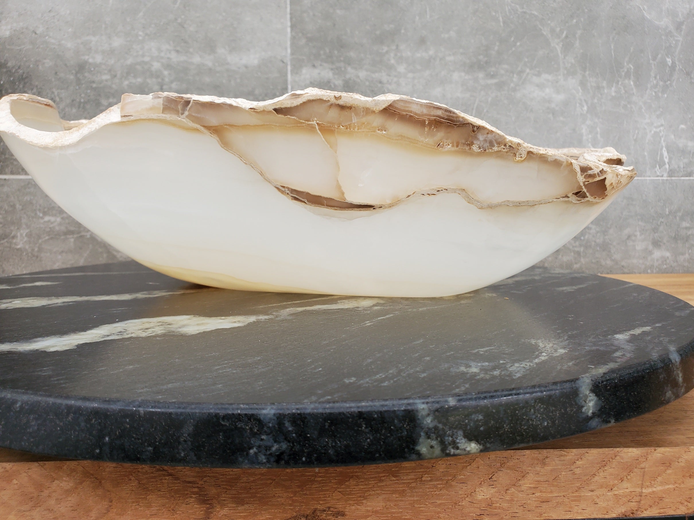 S32_13 Onyx Stone Vessel Bathroom Sink - 17 x 12 inch