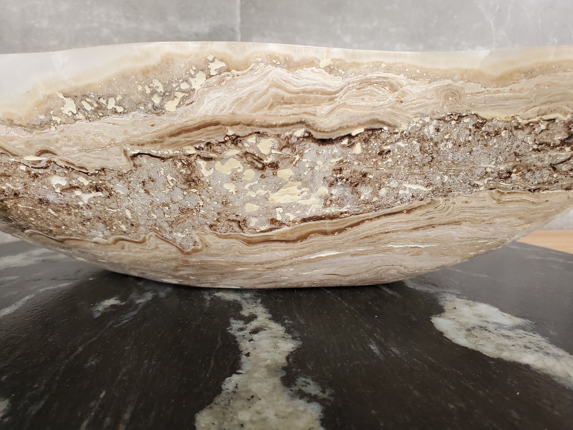 S33_39 Onyx Stone Vessel Bathroom Sink - 17 x 13 inch