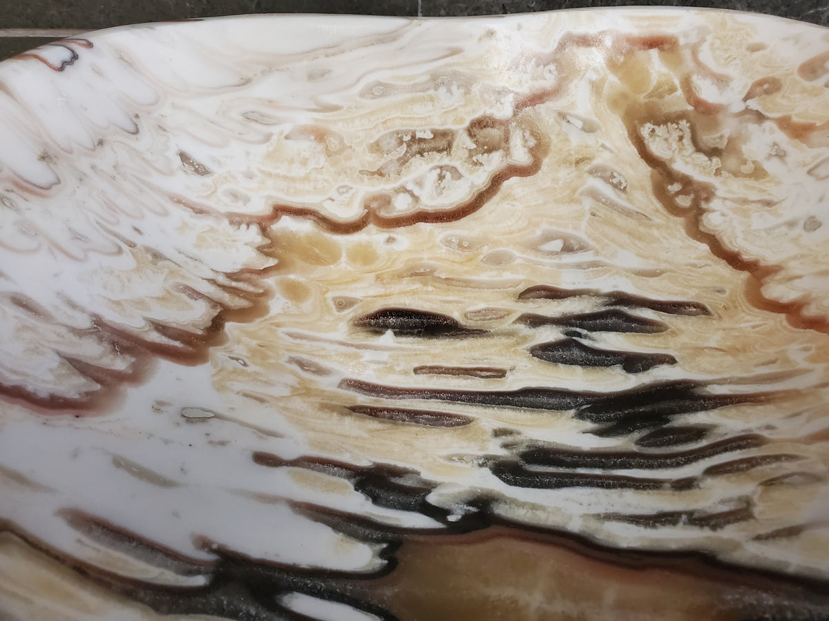 White Onyx Vessel Sink, 18x12 Inch Natural Stone Countertop Basin, Polished Luxury Vanity Sink, Spa Bathroom Decor  S40_20