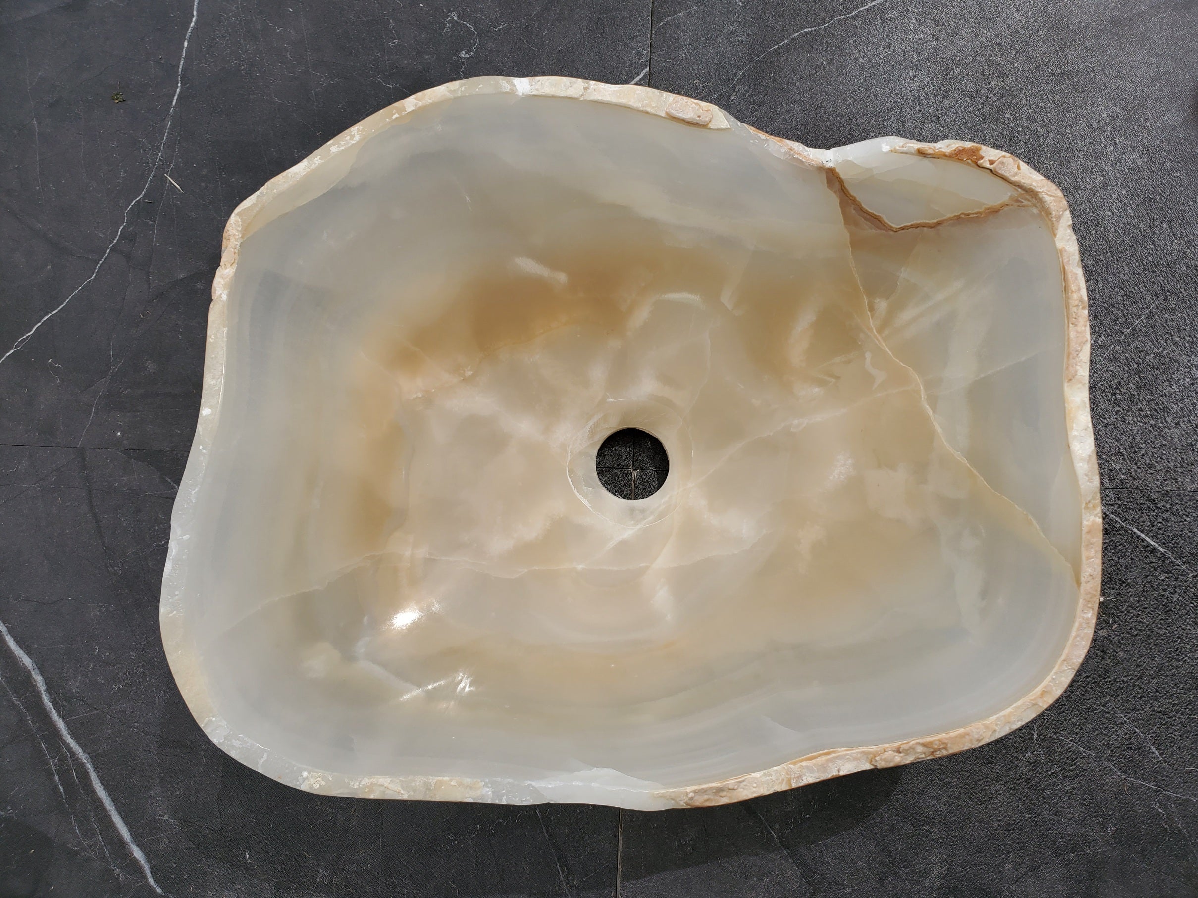 S32_21 Onyx Stone Vessel Bathroom Sink - 16 x 13 inch