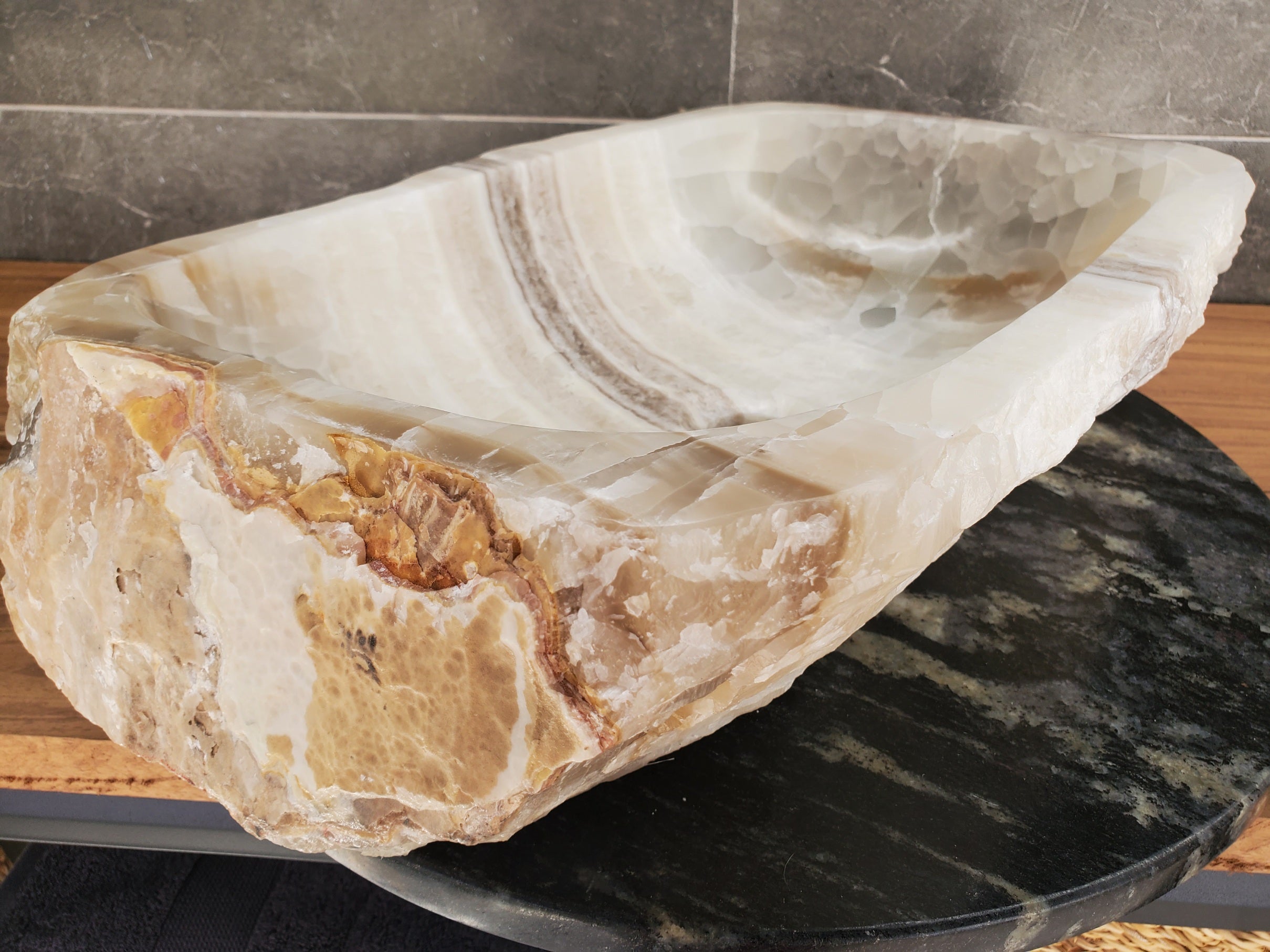S33_09 Onyx Stone Vessel Sink - 19.5 x 13 inch