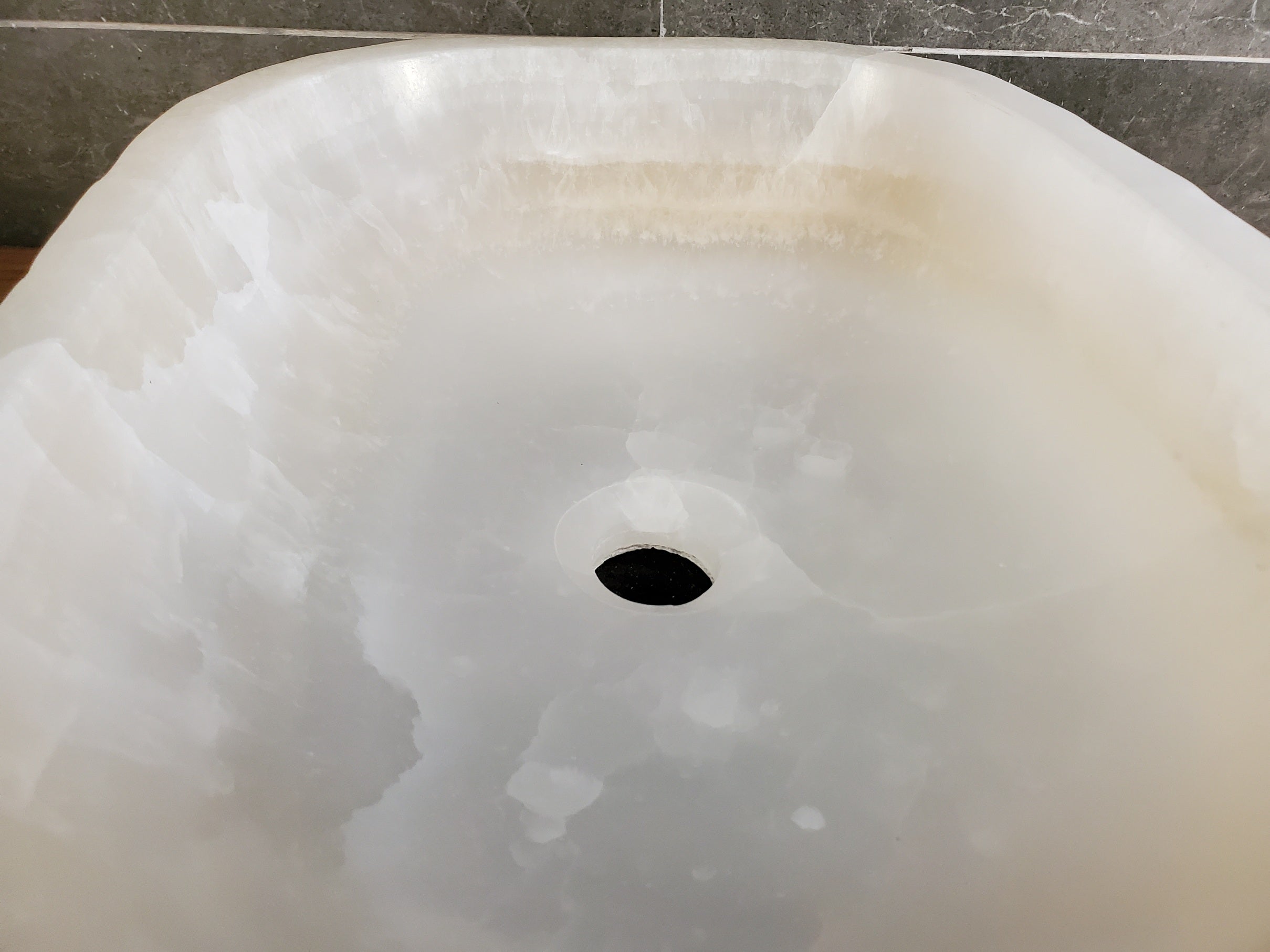 White Cream Onyx Marble Vessel Sink, 18x13 Inch Natural Stone Countertop Basin, Polished Luxury Vanity Sink, Spa Bathroom Decor S40_05 Bathroom Sinks Featured Onyx Sinks Sinks