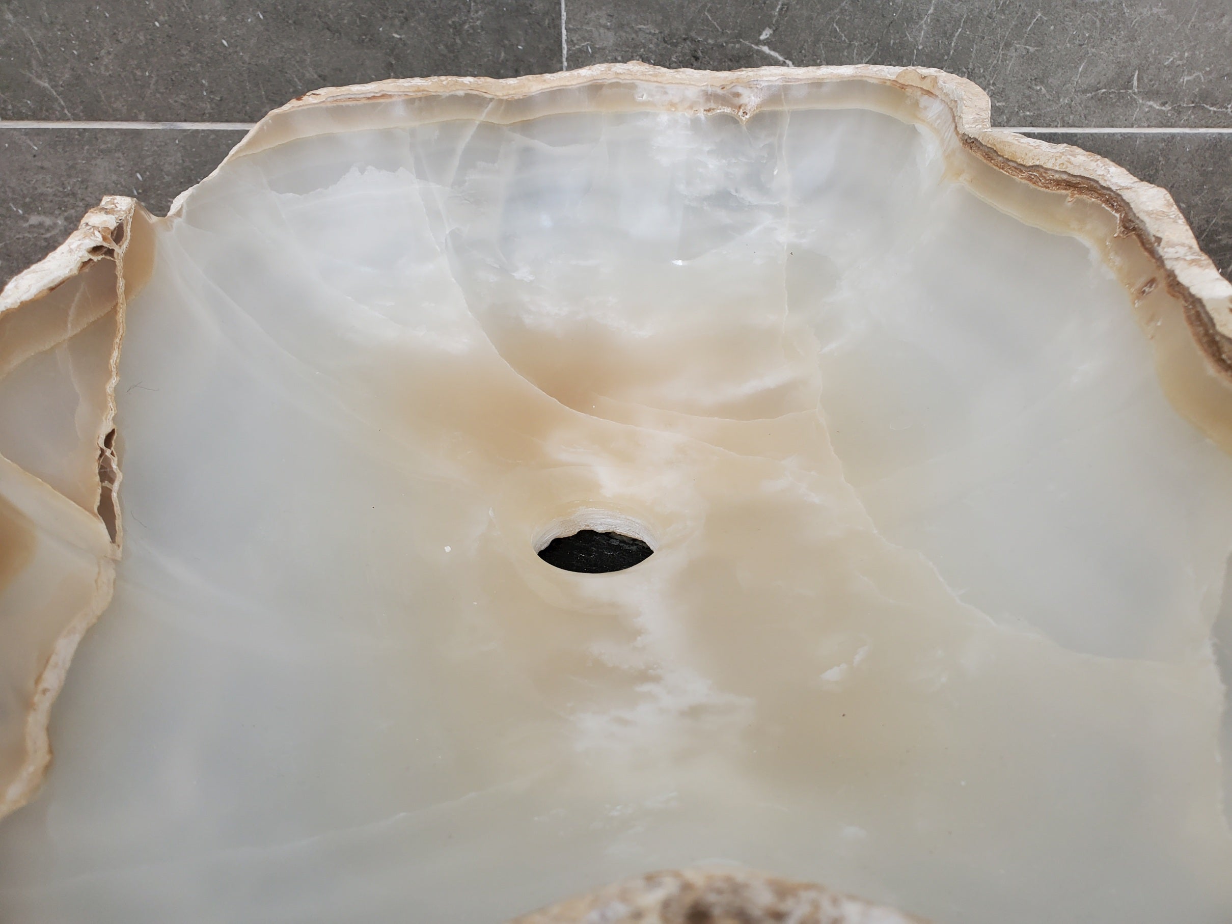 S32_13 Onyx Stone Vessel Bathroom Sink - 17 x 12 inch