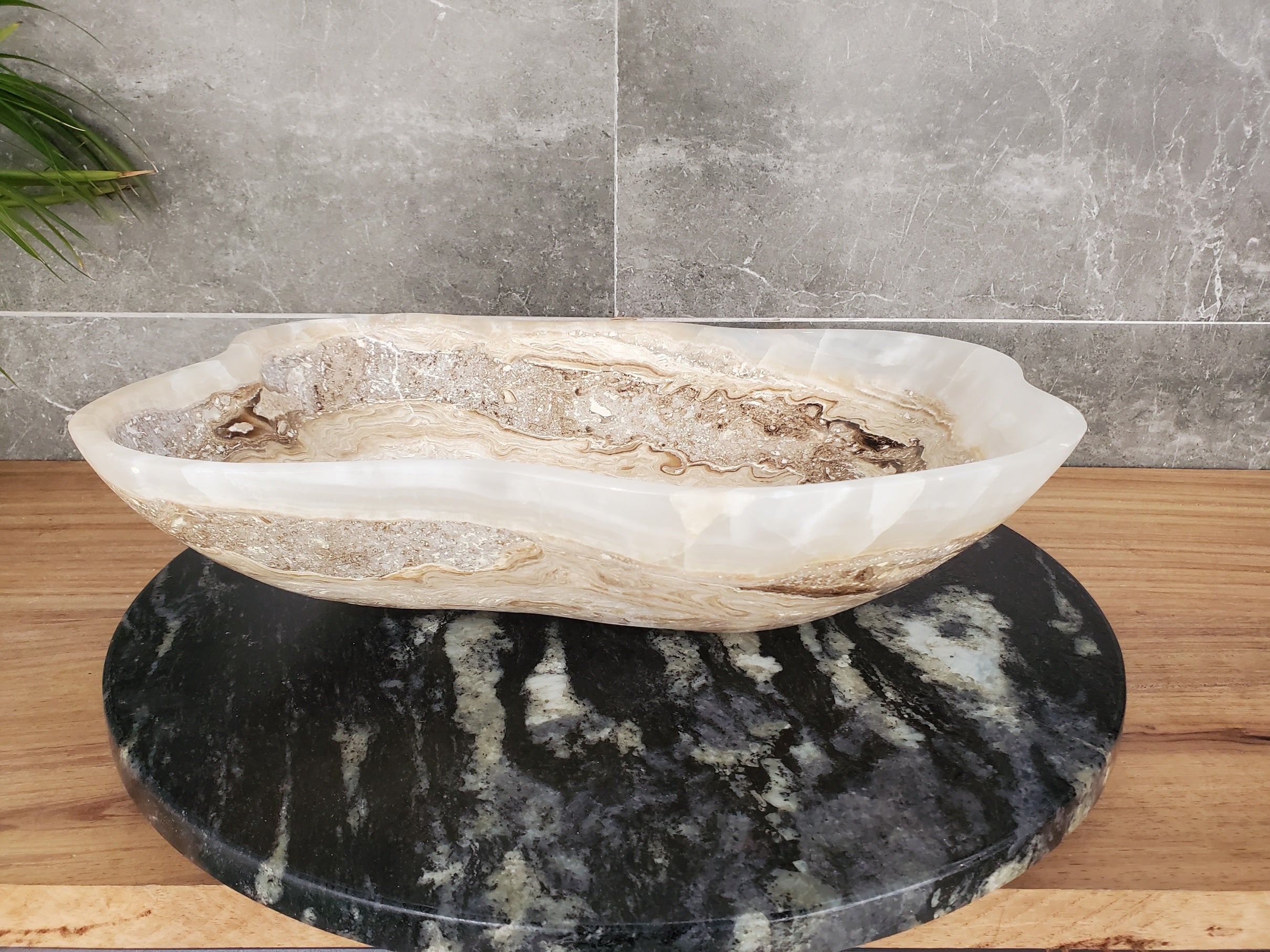S33_39 Onyx Stone Vessel Bathroom Sink - 17 x 13 inch