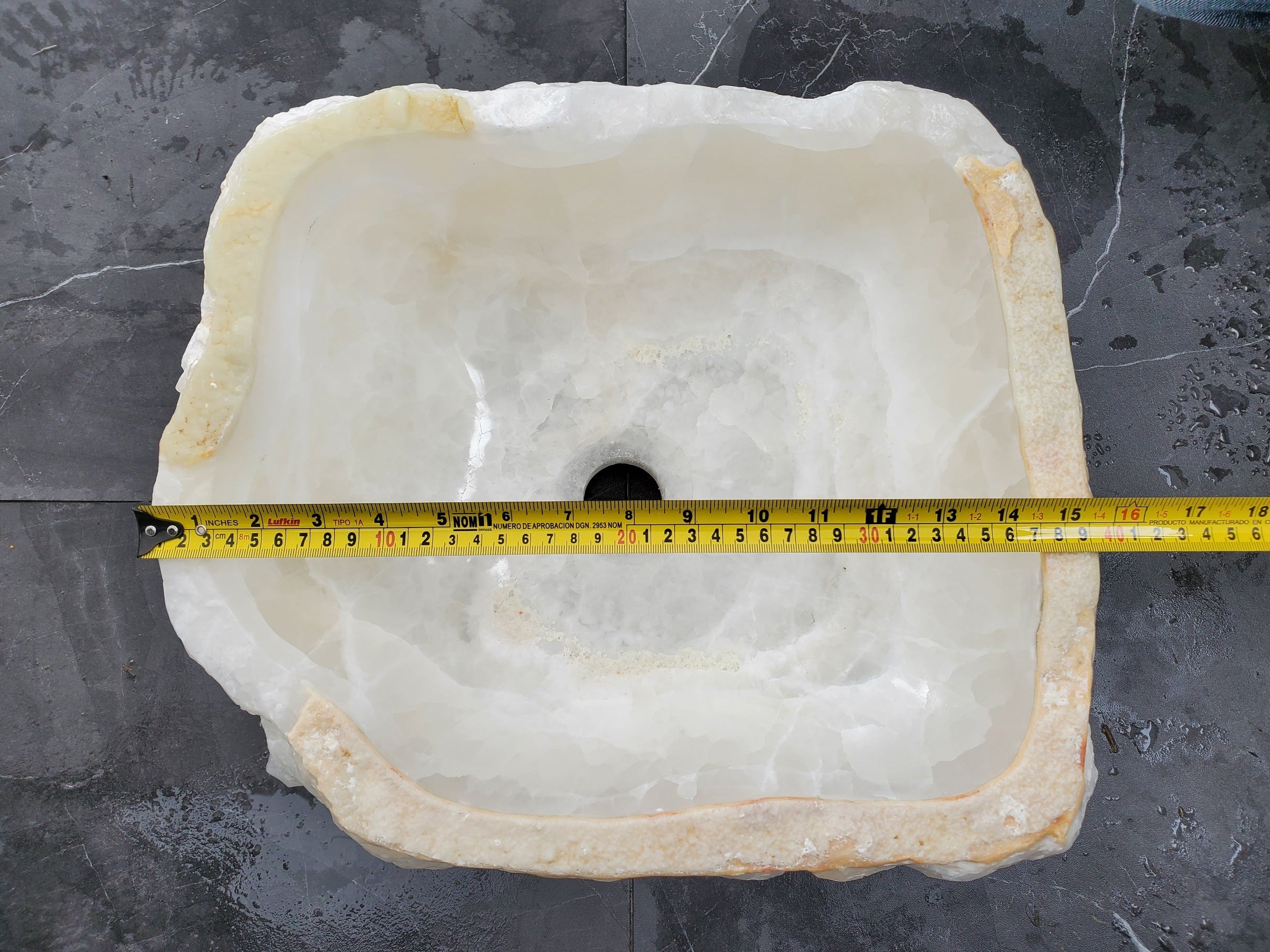 S31_45 Onyx Stone Vessel Bathroom Sink - 15.5 x 13.5 Inch