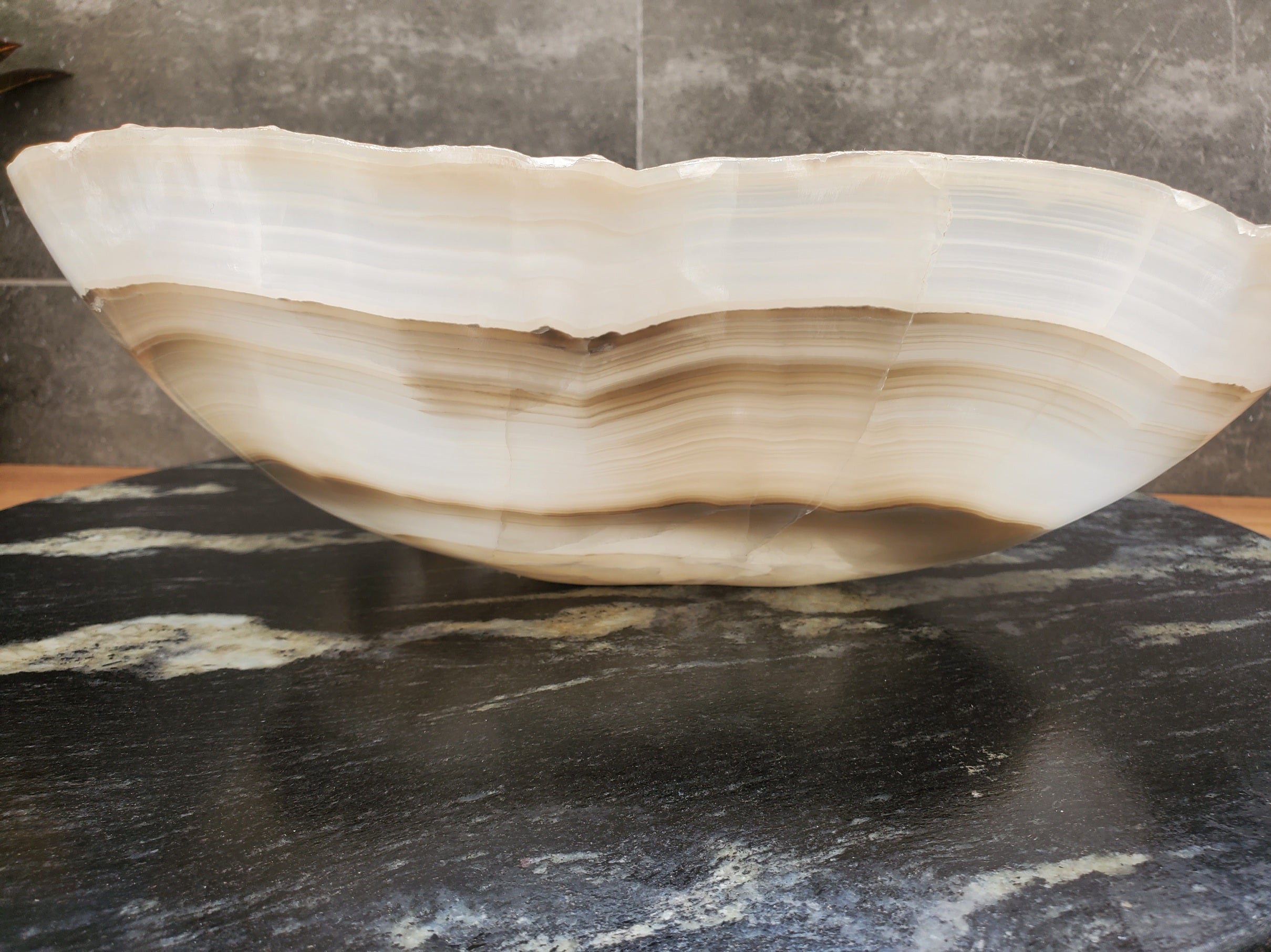 S32_16 Onyx Stone Vessel Bathroom Sink - 15.5 x 12 inch