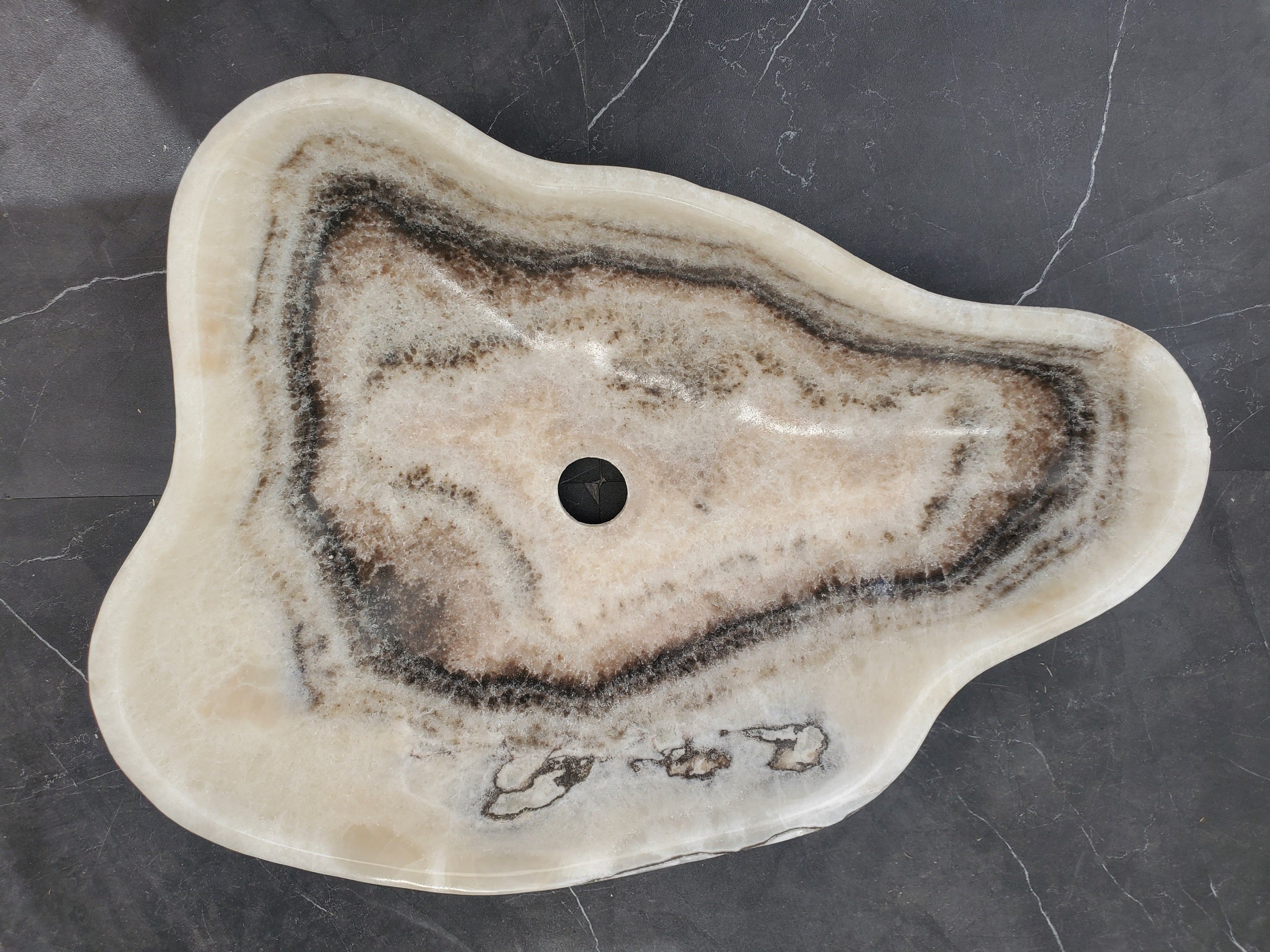 S32_23 Onyx Stone Vessel Bathroom Sink - 16.5 x 13.5 inch
