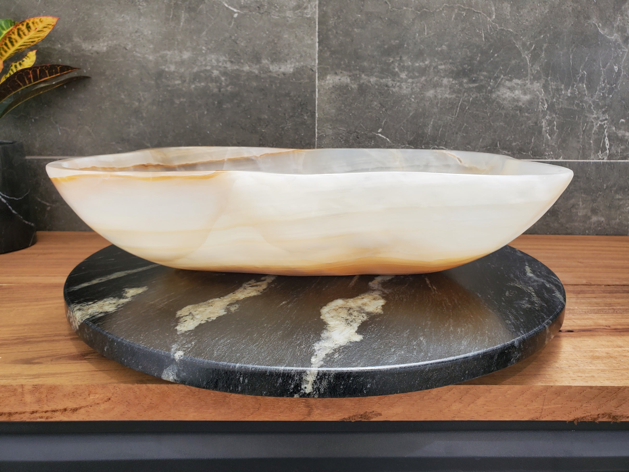 S32_15 Onyx Stone Vessel Bathroom Sink- 19 x 13.5 inch