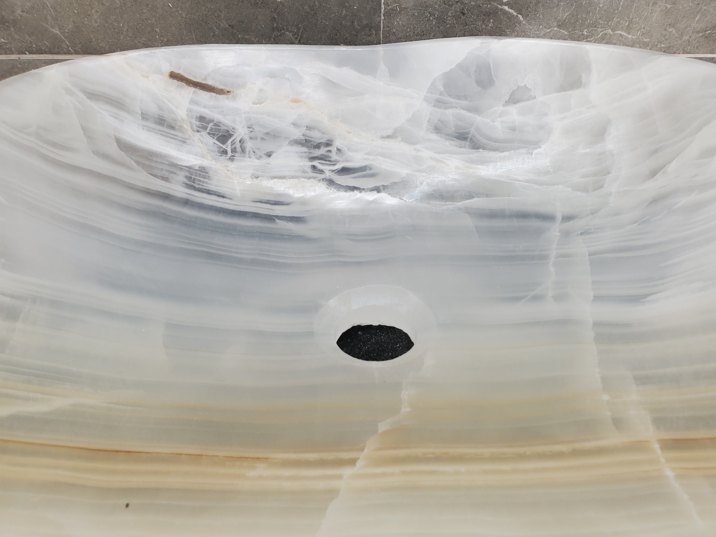 S33_24 White Onyx Bathroom Vessel Sink - 16.5 x 16.5 inch