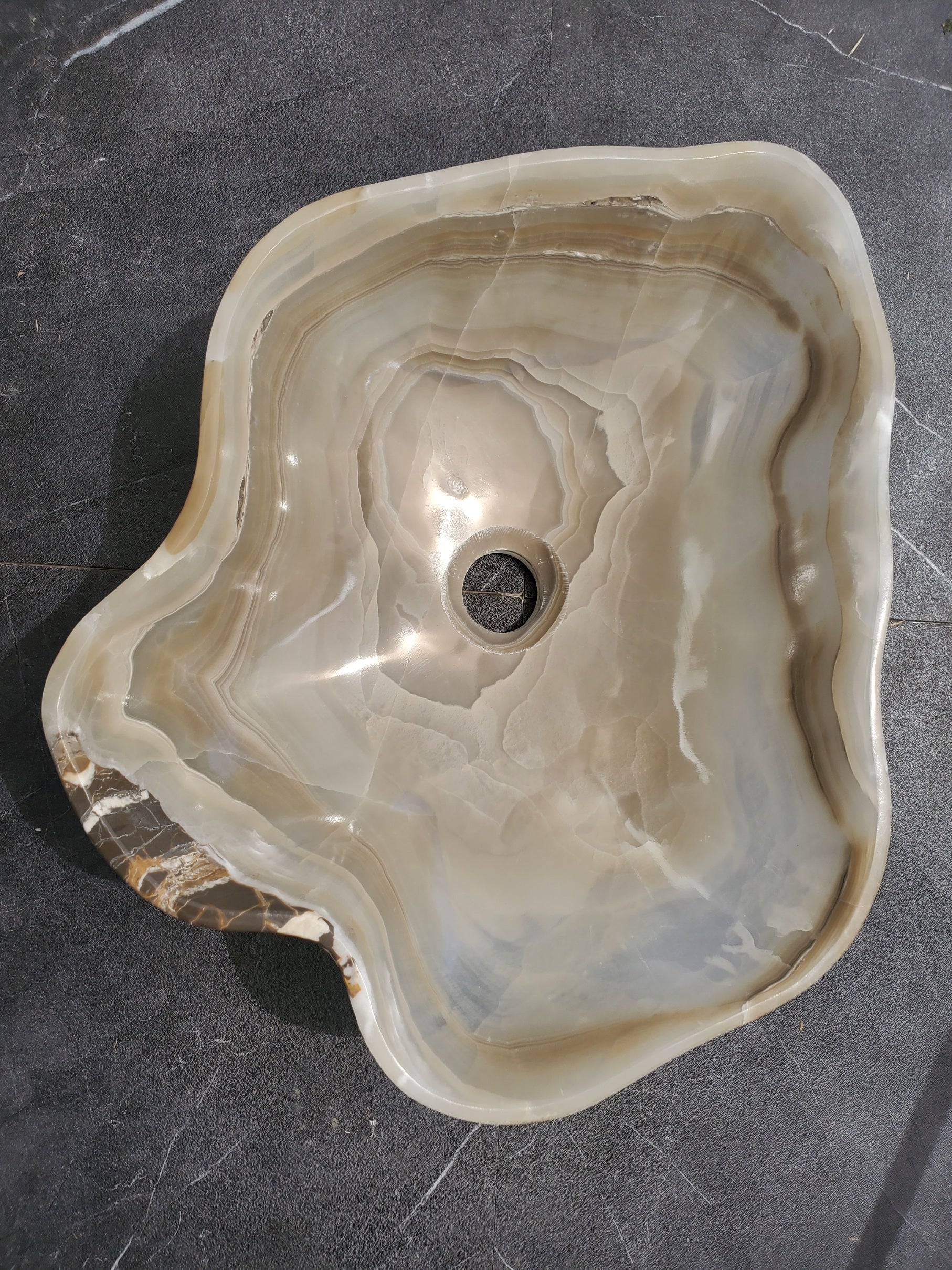 S32_17 Onyx Stone Vessel Bathroom Sink - 15 x 13 inch