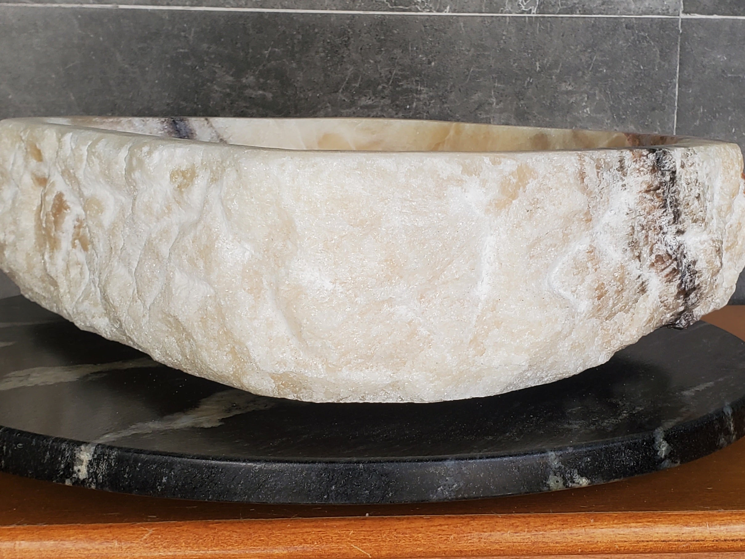 S37_16 Beige Onyx Vessel Sink, 17x13 Inch Onyx Stone Countertop Bathroom Sink Bathroom Sinks Featured Onyx Sinks Sinks