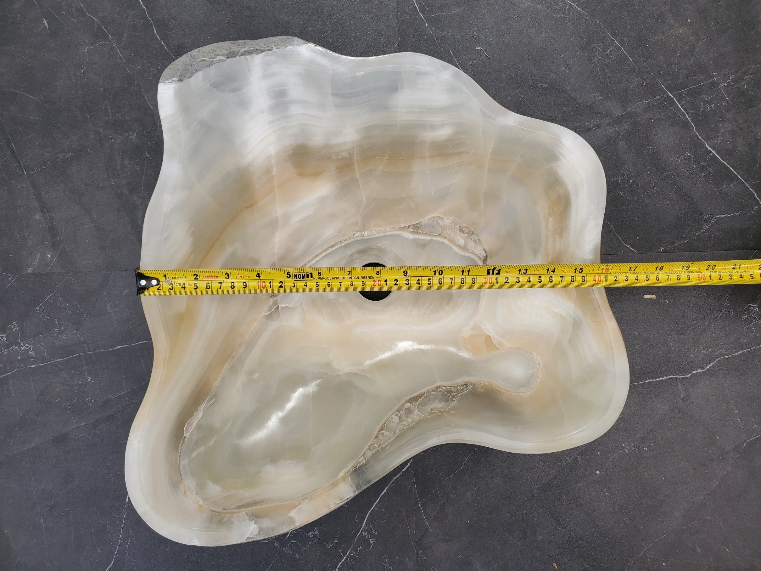 S33_23 White Onyx Bathroom Vessel Sink - 17 x 16 inch