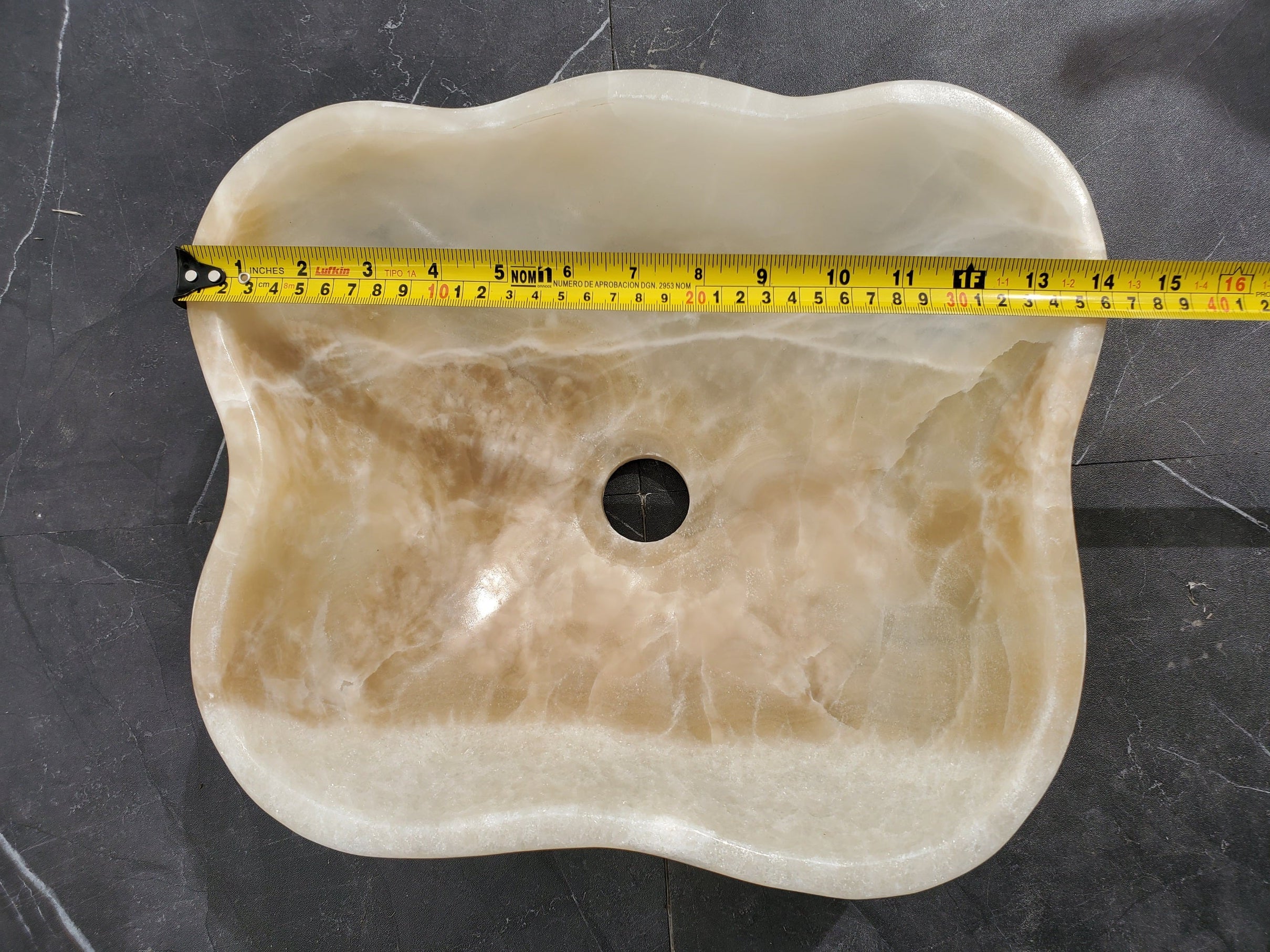 S32_22 Onyx Stone Vessel Bathroom Sink - 14 x 12 inch