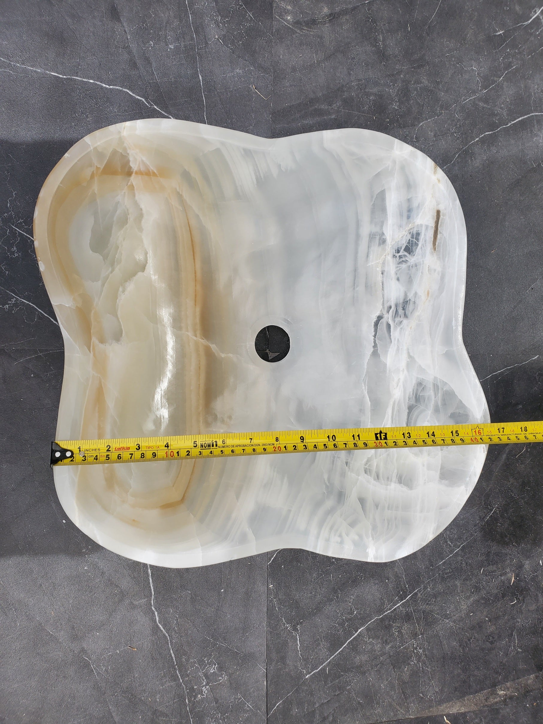 S33_24 White Onyx Bathroom Vessel Sink - 16.5 x 16.5 inch