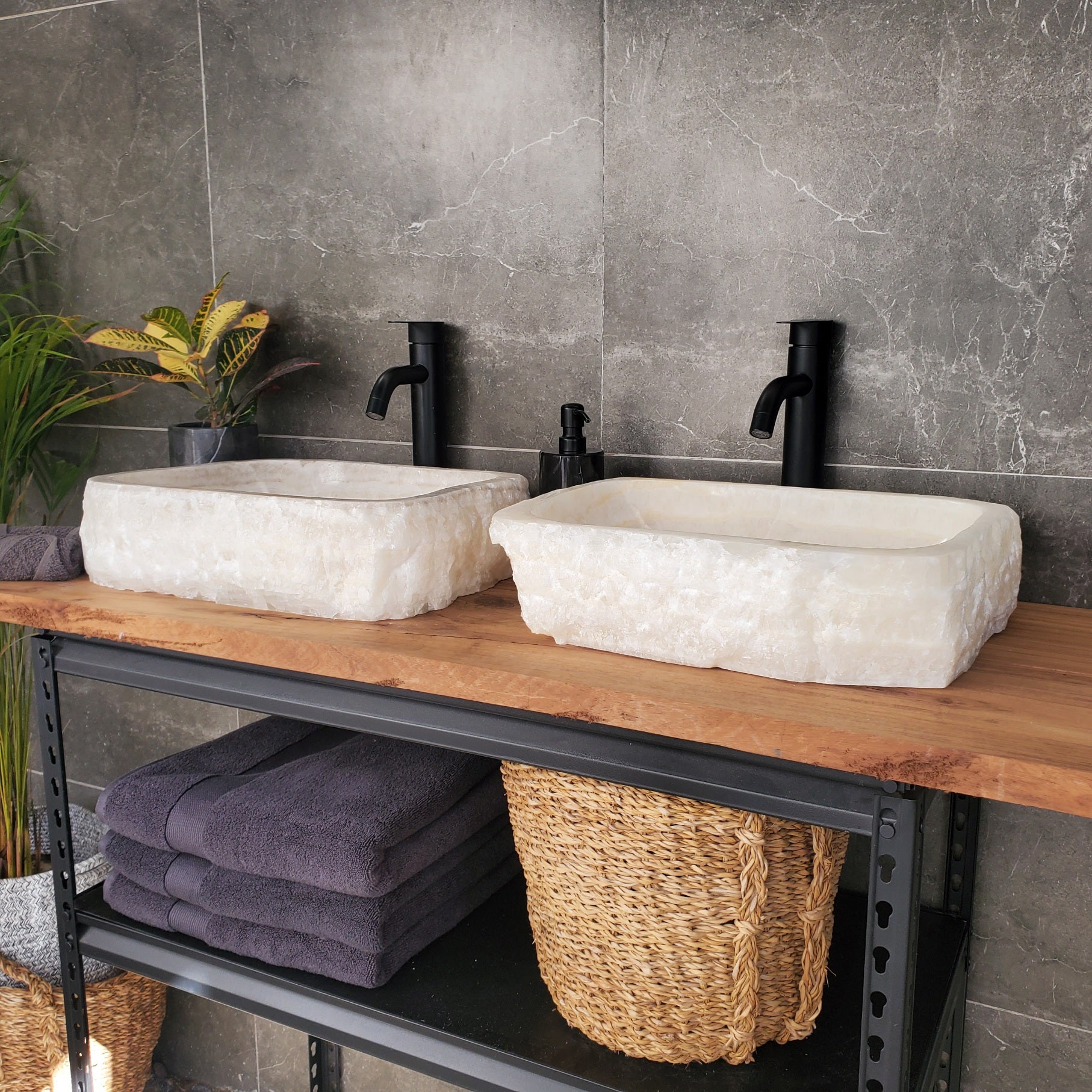 SET3401 Onyx Stone Master Bath Set of 2 (Two) Vessel Sinks