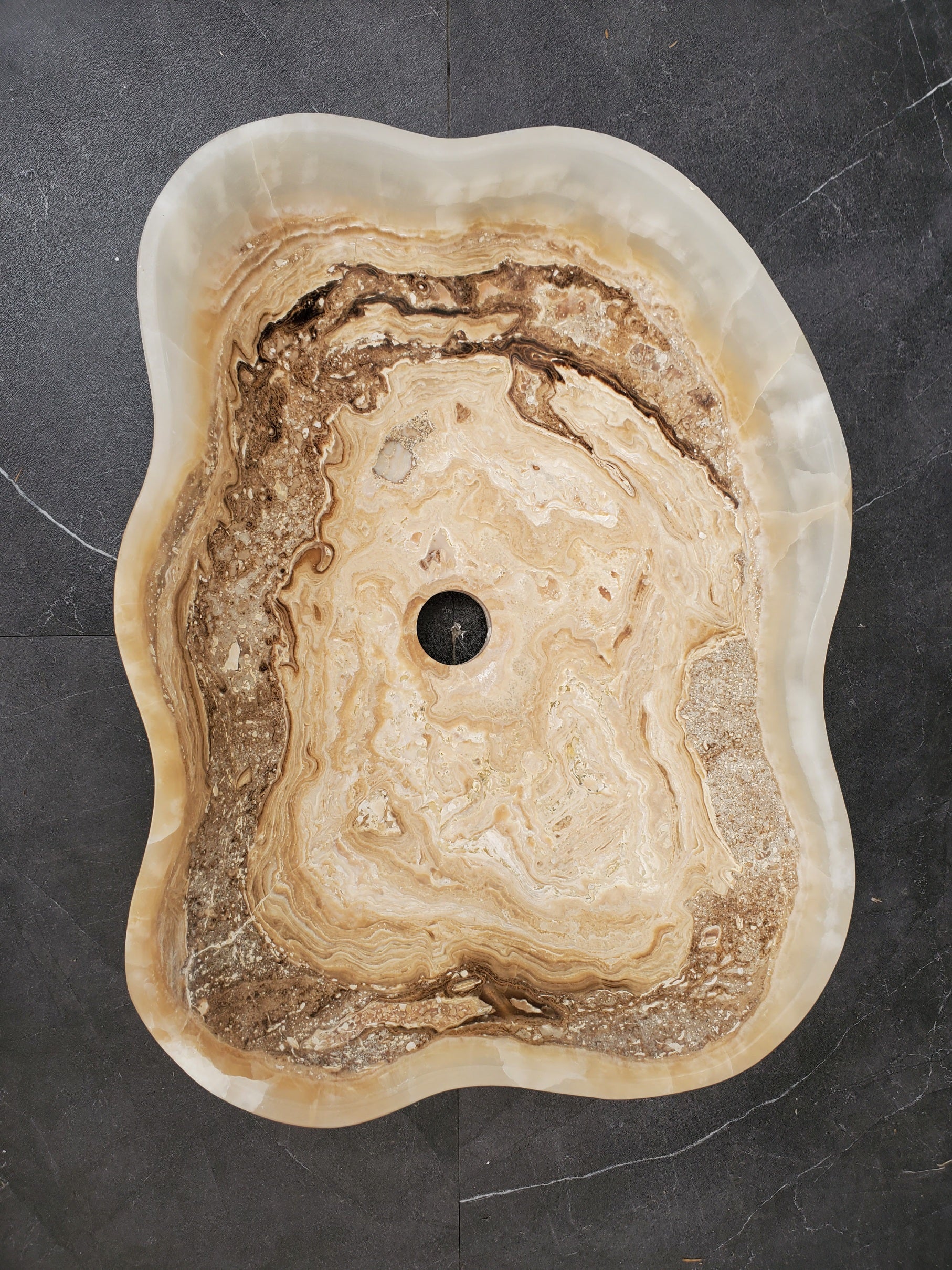 S33_39 Onyx Stone Vessel Bathroom Sink - 17 x 13 inch