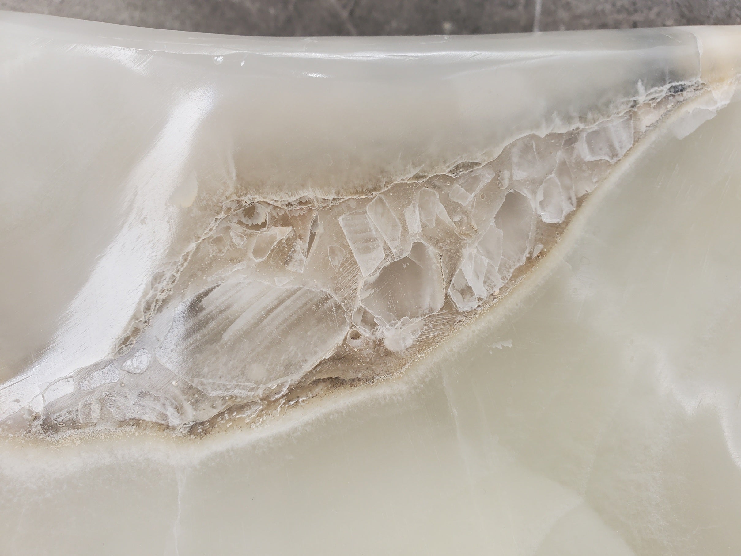S33_23 White Onyx Bathroom Vessel Sink - 17 x 16 inch