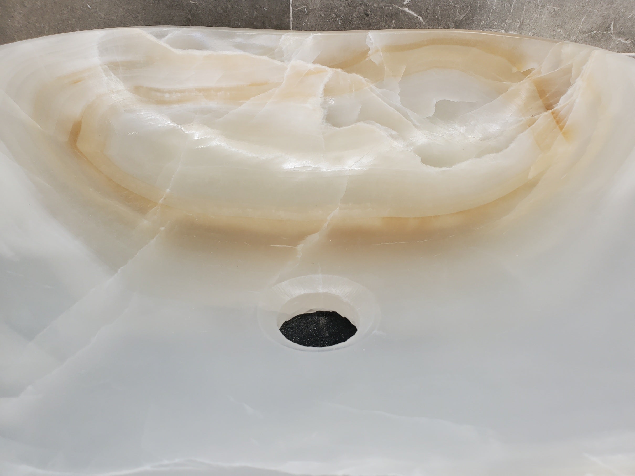 S33_24 White Onyx Bathroom Vessel Sink - 16.5 x 16.5 inch