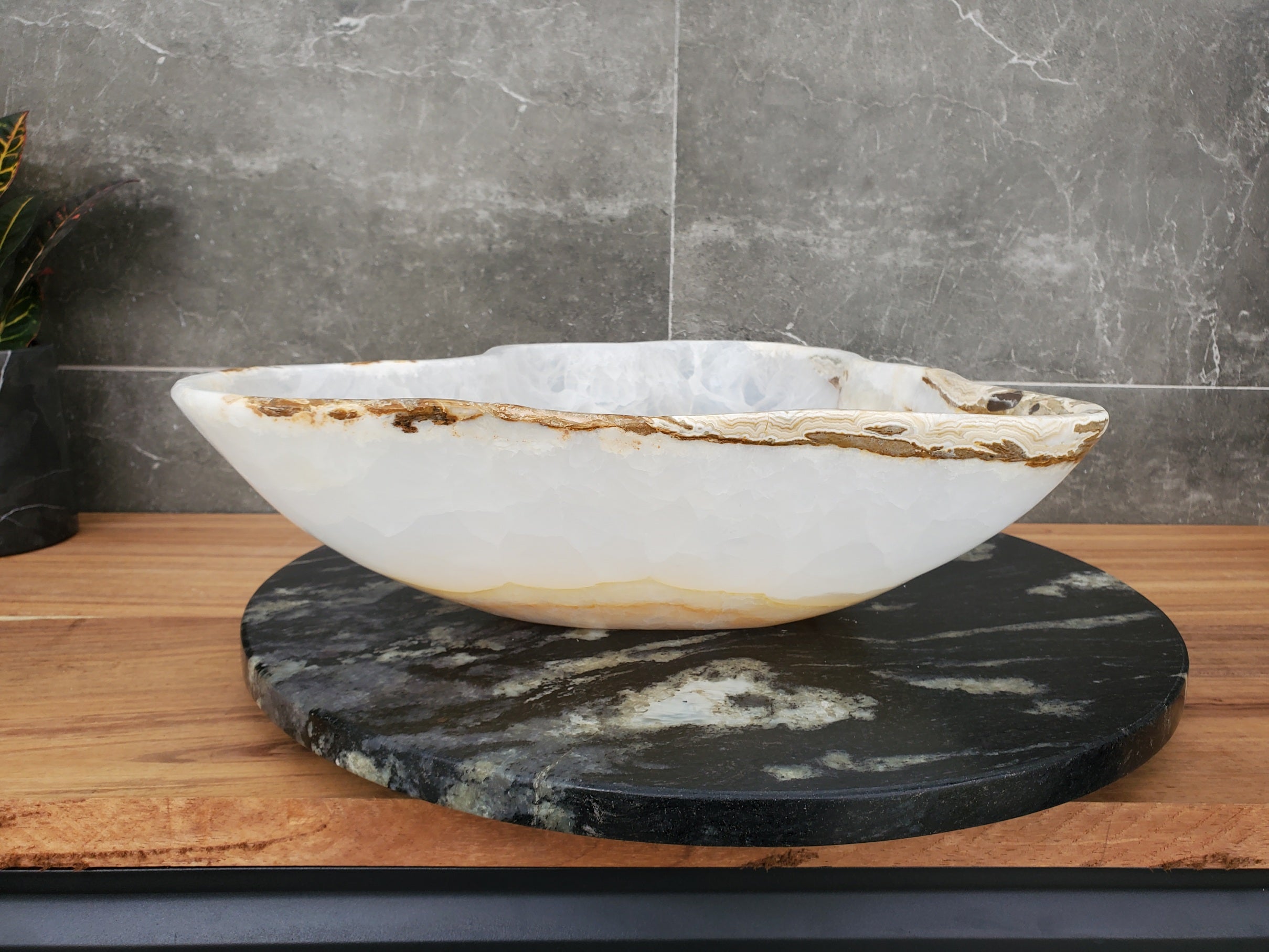 S32_10 Onyx Stone Vessel Bathroom Sink - 20 x 12.5 inch