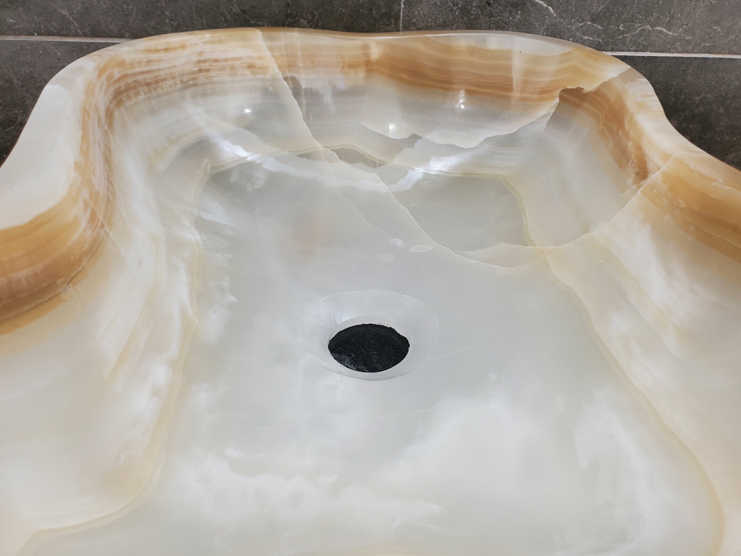S32_14 Onyx Stone Vessel Bathroom Sink - 17.5 x 13 inch