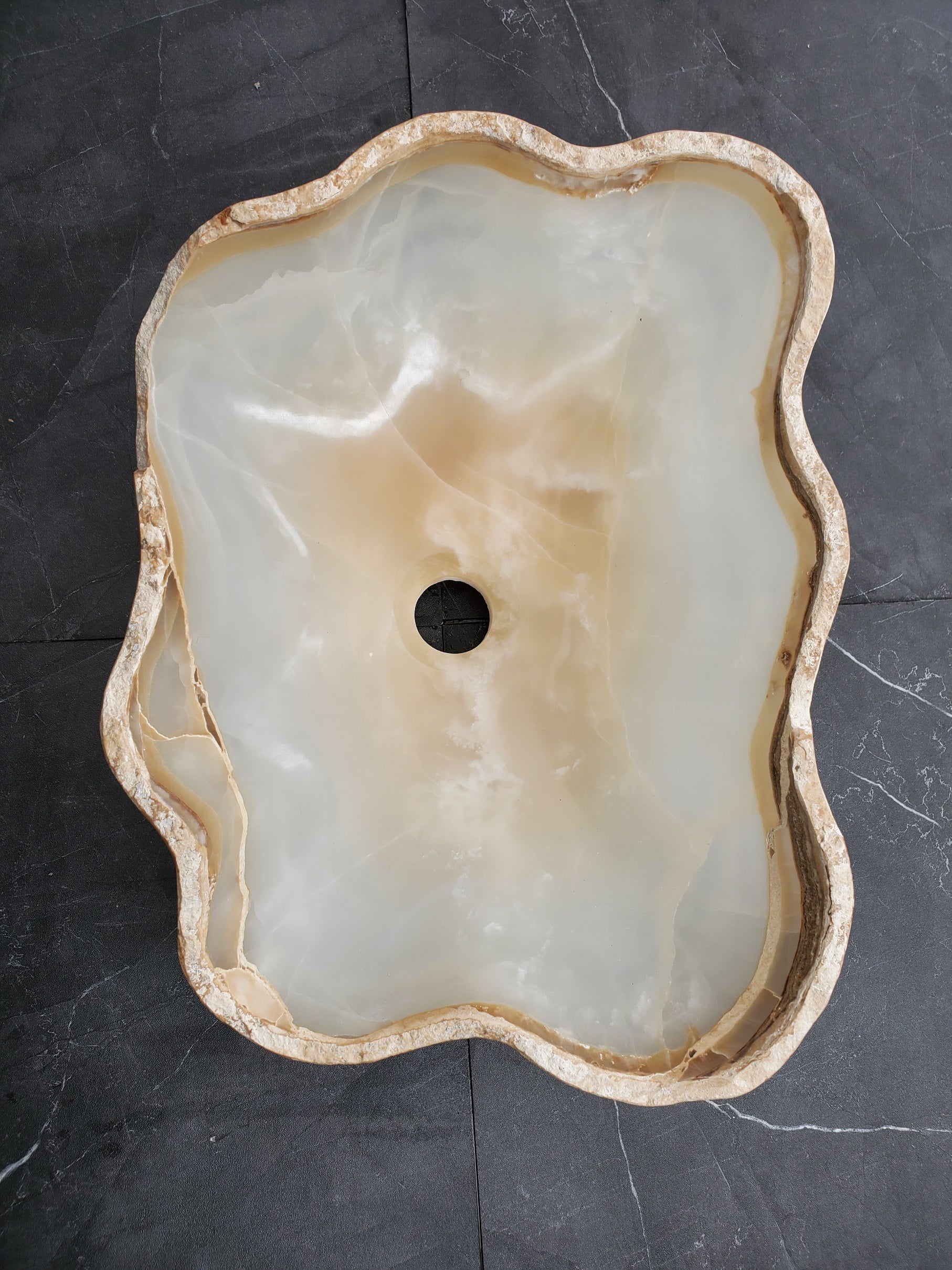 S32_13 Onyx Stone Vessel Bathroom Sink - 17 x 12 inch