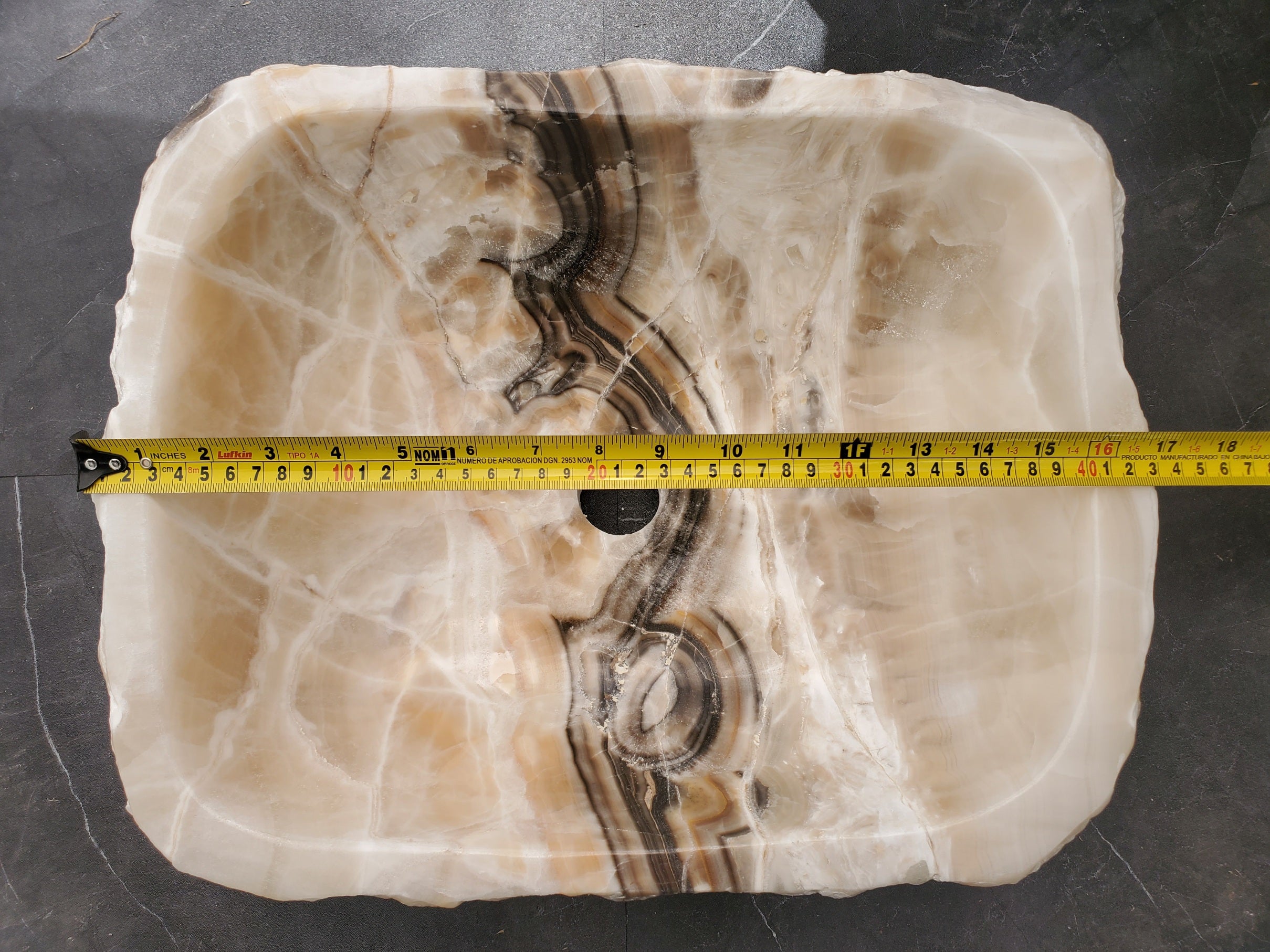 S33_08 Onyx Stone Vessel Bathroom Sink - 17 x 13.5 inch