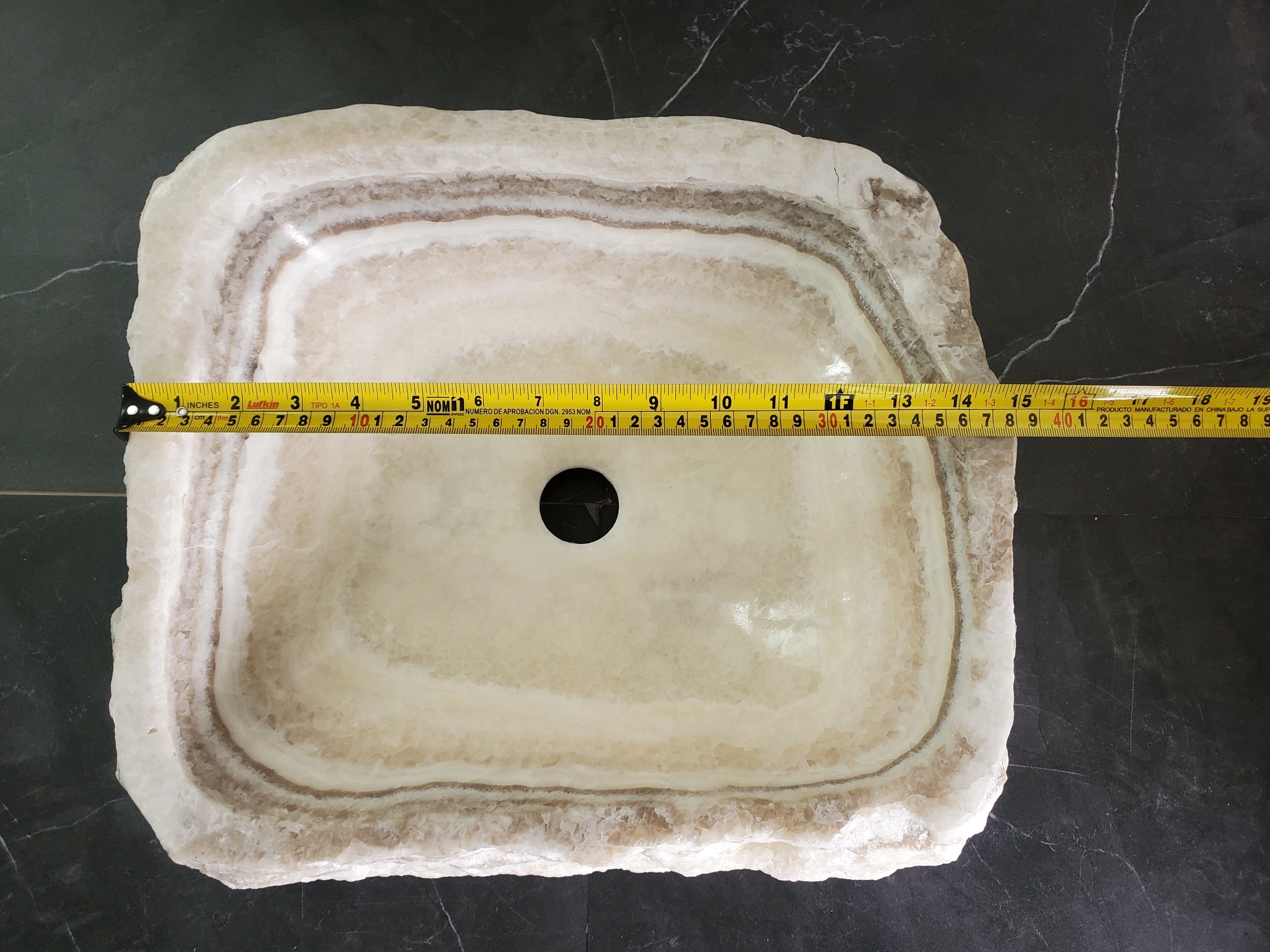 S33_16 Onyx Stone Vessel Bathroom Sink - 15 x 12 inch