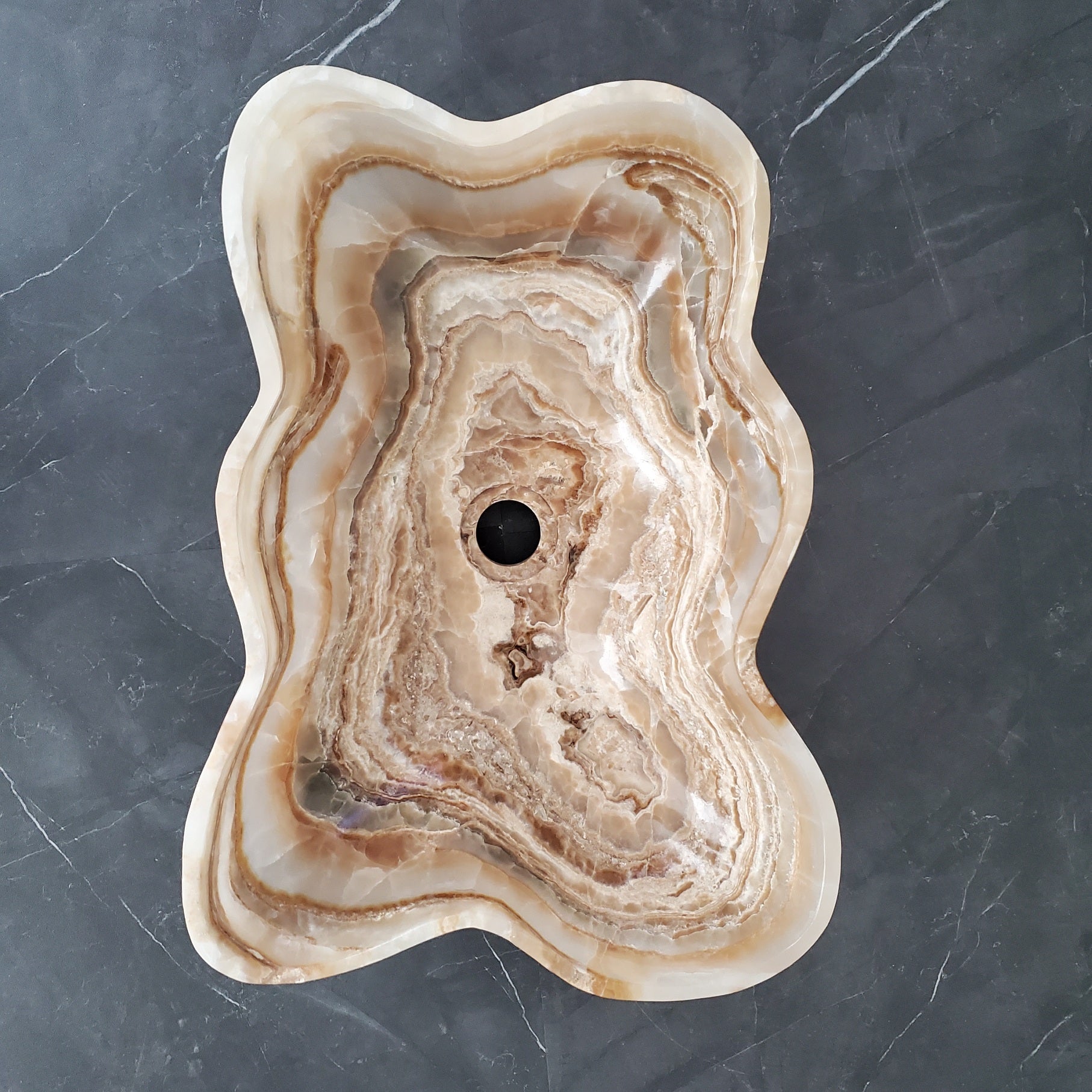 S28_04 Onyx Stone Bathroom Vessel Sink - 19 x 14 inch